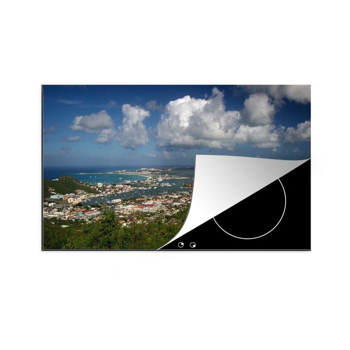 MuchoWow Herdblende-/Abdeckplatte Der städtische Teil der Insel Sint Maarten Vinyl (1 tlg) induktionskochfeld Schutz für die küche Ceranfeldabdeckung
