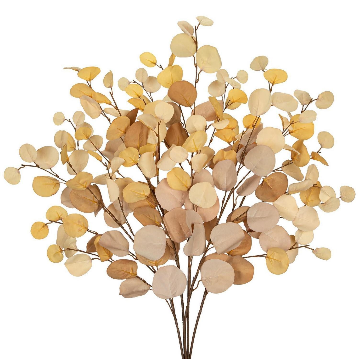 Kunstzweig Künstliche Eukalyptus Kunstzweige 48cm Sandybrown, LuxusKollektion, Höhe 28 cm