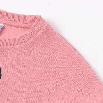suebidou Sweatshirt Pullover mit Ballonärmeln für Mädchen Oberteil mit Print altrosa