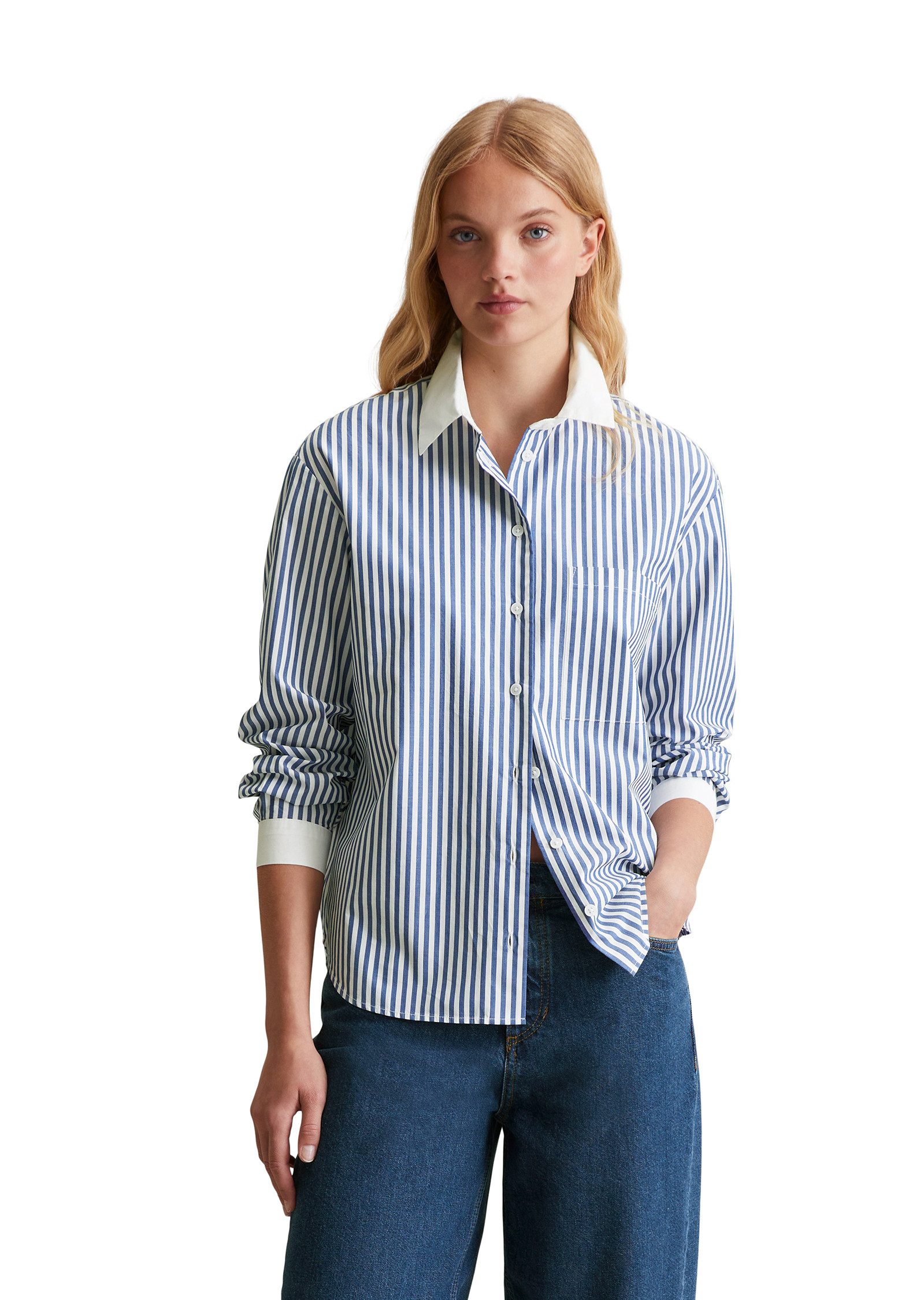 Marc O'Polo DENIM Langarmbluse gestreift, weißer günstig online kaufen