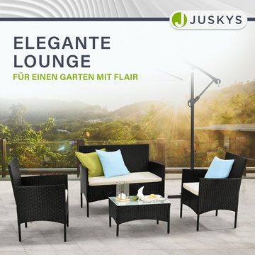 Juskys Gartenlounge-Set Fort Myers, wetterfeste Polyrattan Sitzgruppe für 4 Personen