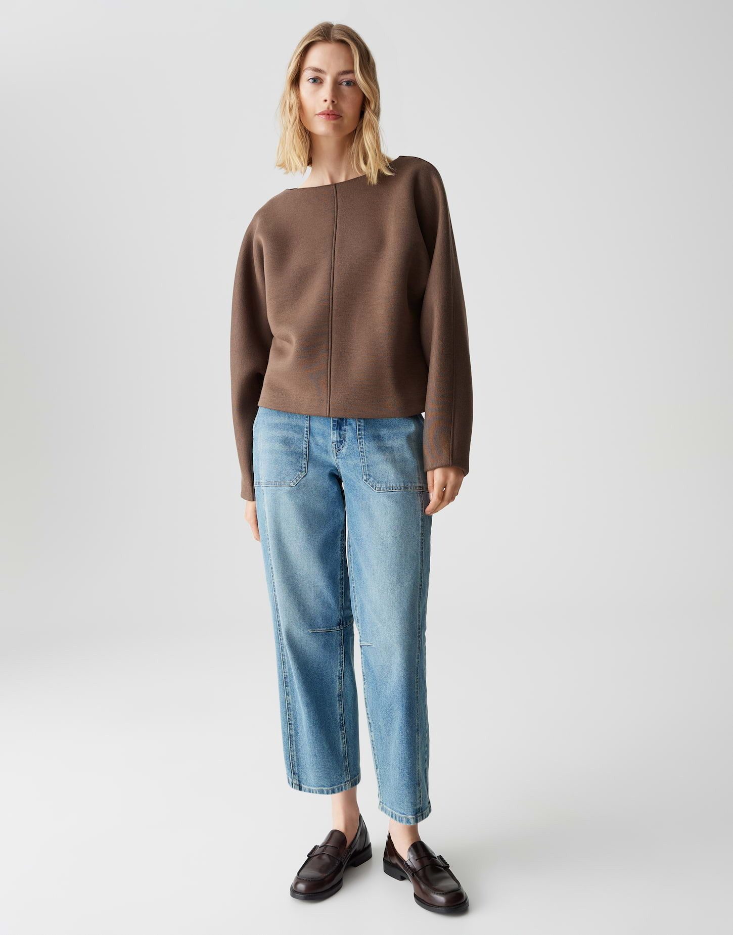 OPUS Sweatshirt GILAN weich mit Ballonärmeln lockere Passform, glatter Griff, elastischer Stoff
