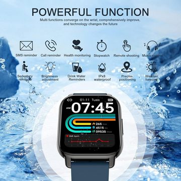 MicLee Smartwatch (1,85 Zoll, Android iOS), Armband Fitness Tracker Sportuhr Wasserdicht IP68 Bluetooth Anruf Uhr