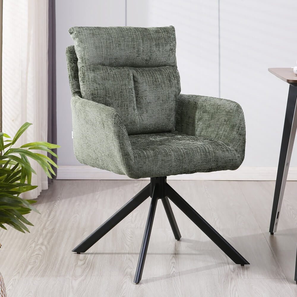 HOME DELUXE Esszimmerstuhl ALUNA mit Armlehne (2 St), 360° Drehfunktion, Armlehnen Stuhl, Polsterstuhl – Bild 5 von 5