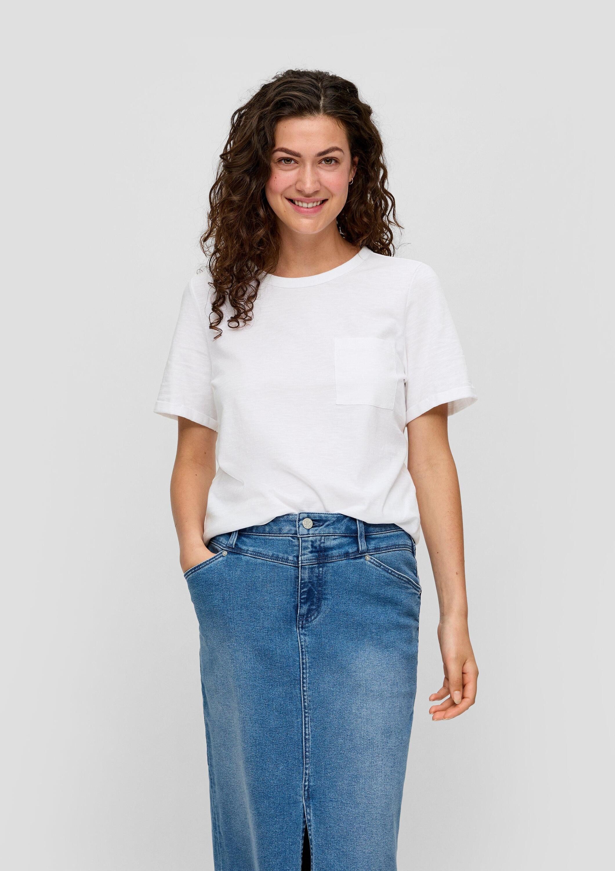 s.Oliver Kurzarmshirt T-Shirt Meliertes T-Shirt mit fixiertem Ärmel-Umschla günstig online kaufen