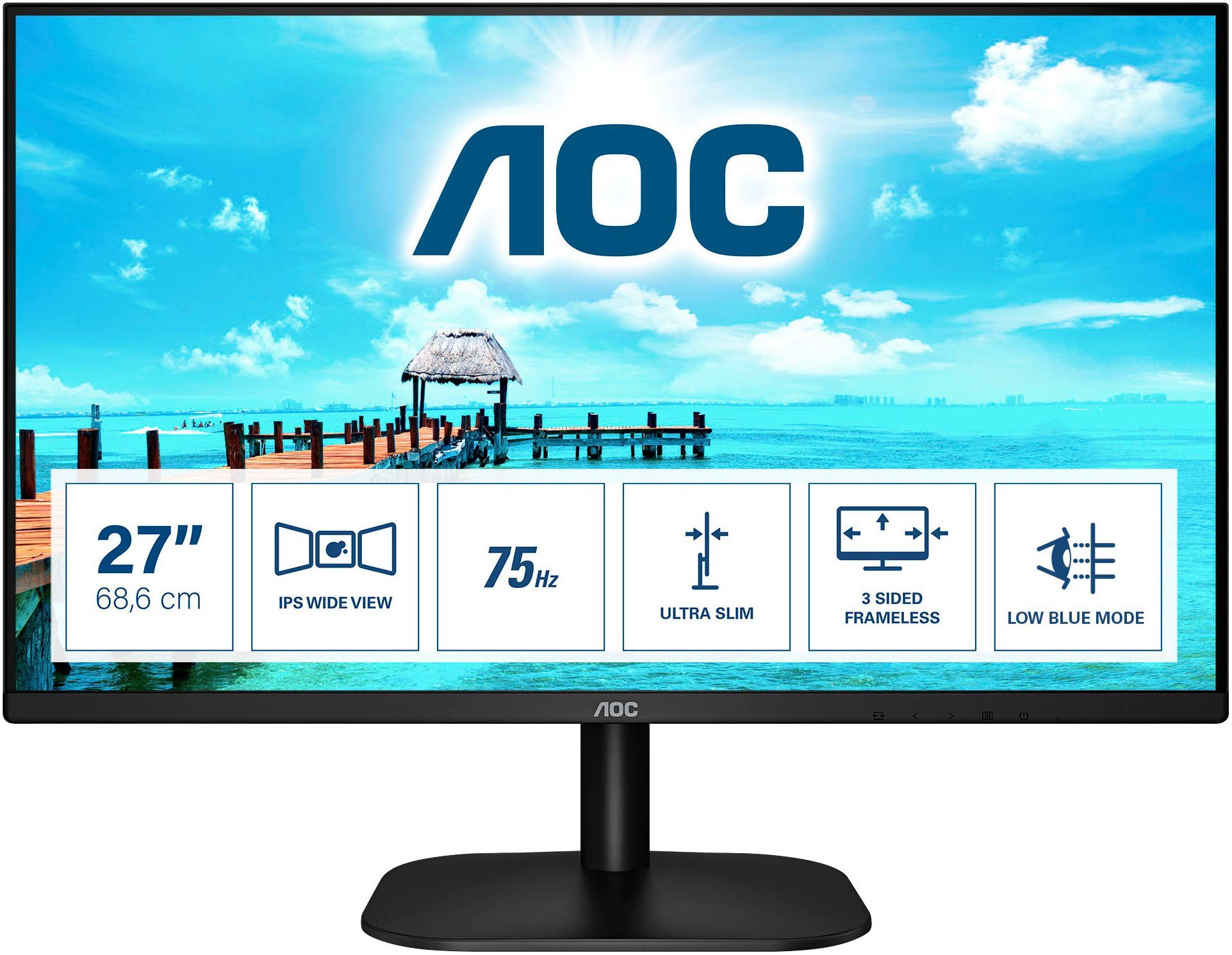 AOC 27B2H/EU LED-Monitor (67 cm/27 ", 1920 x 1080 px, Full HD, 4 ms Reaktionszeit, 75 Hz, IPS)