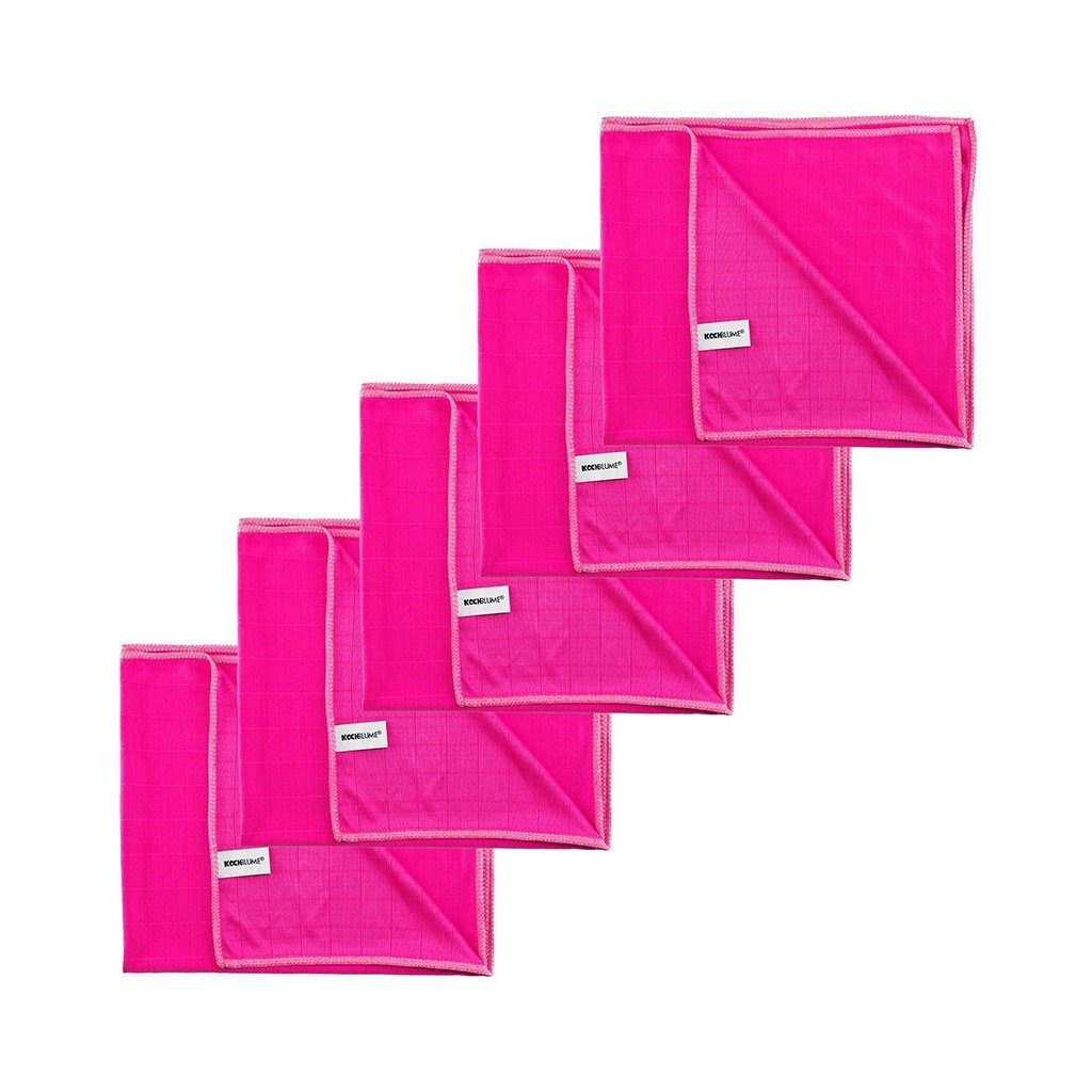 cm, 50 pink Kochblume x (Spar-Set, 280g/qm Geschirrtuch 5-tlg), Poliertuch Qualtität 60