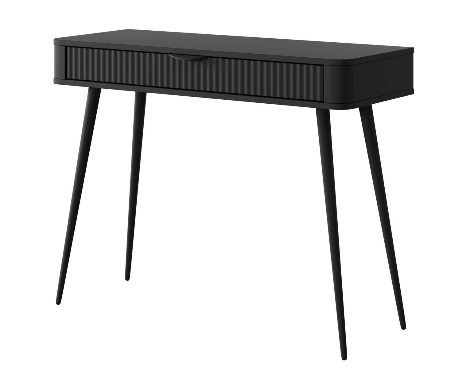 Compleo Schminktisch mit Schublade, Glamour Beige/Schwarz, Lamellen, Elegantes Design BELLO