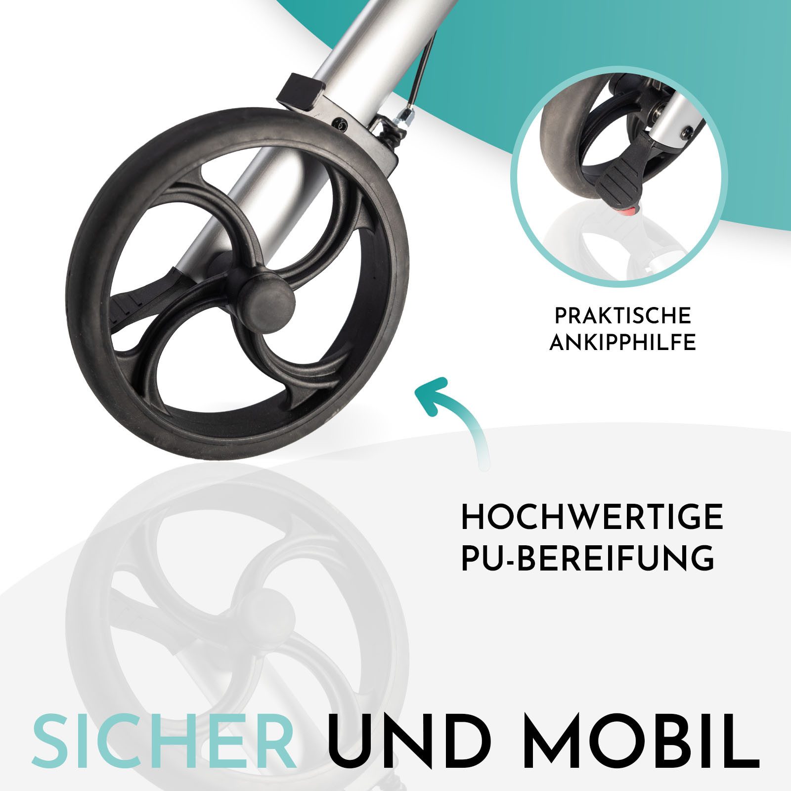 MOBILITY Plus+ Rollator DR10+, Gehwagen im Trend-Design - klappbar, höhenverstellbar u, inkl. Tasche