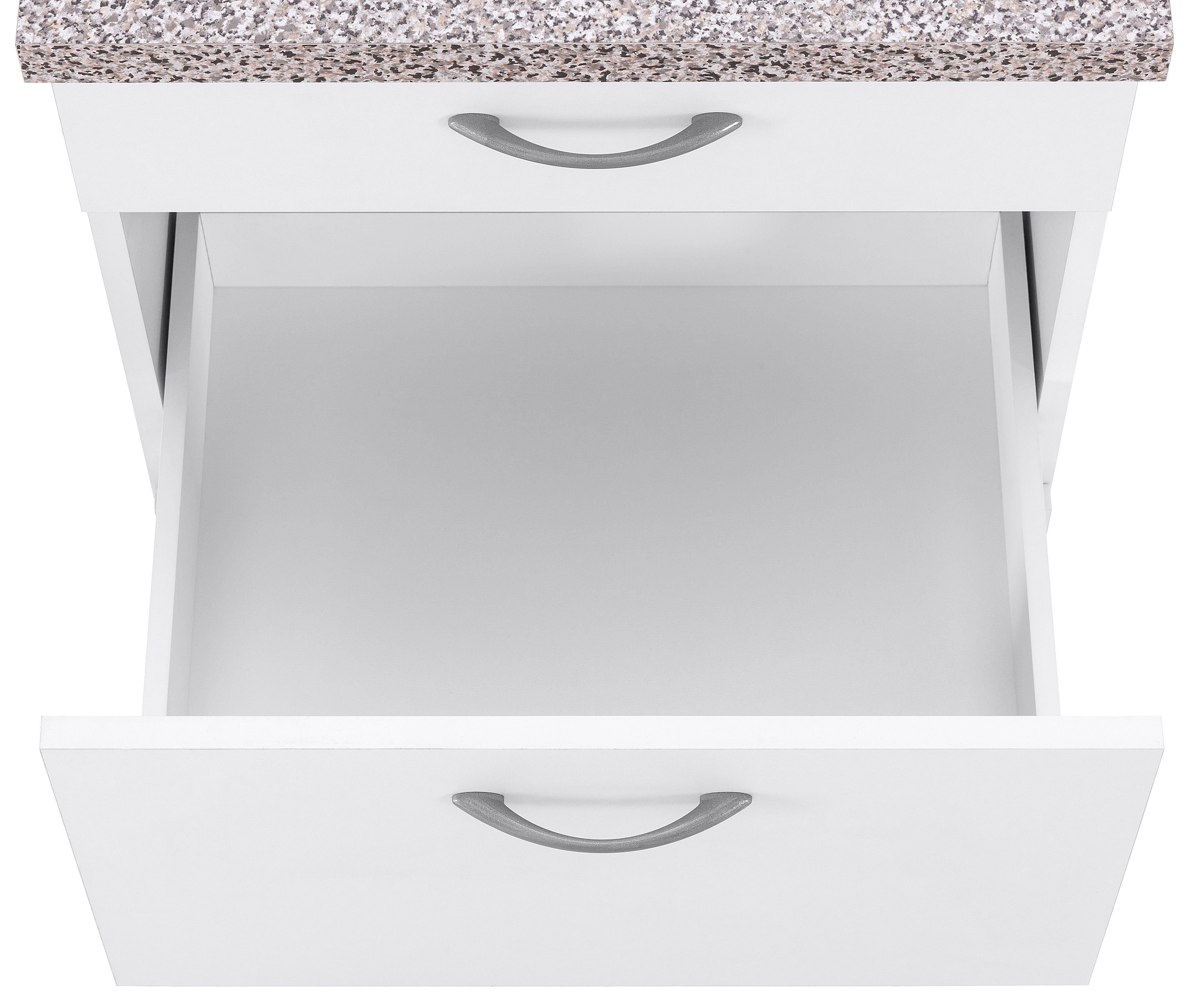 Schublade 50 mit Weiß 2 1 wiho und Tiefe Weiß Unterschrank cm, breit, cm Kiel Küchen Auszügen großen 50 |