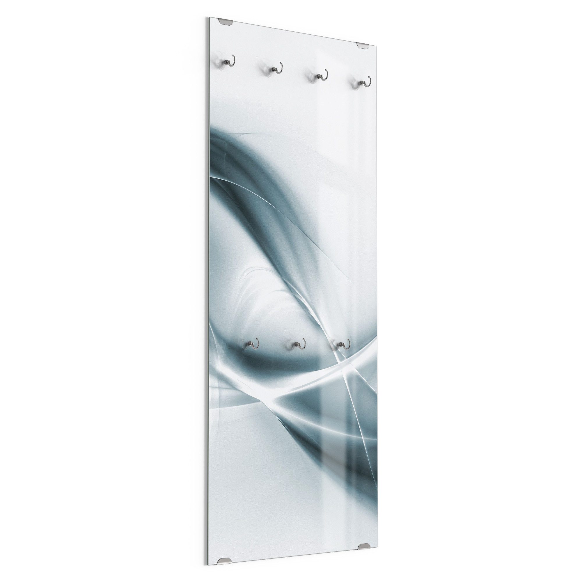 DEQORI Kleiderhaken 'Chrom Schwingungen', Glas Garderobe hängend Flur Jackenhalter modern Wandgarderobe Haken