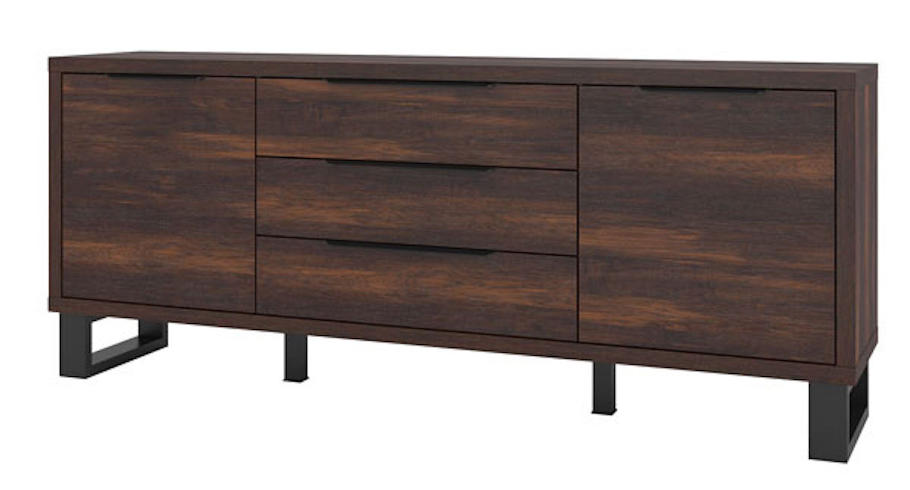 Helvetia Sideboard Halle (1 St), 201cm Wallace Eiche schwarz 2-türig