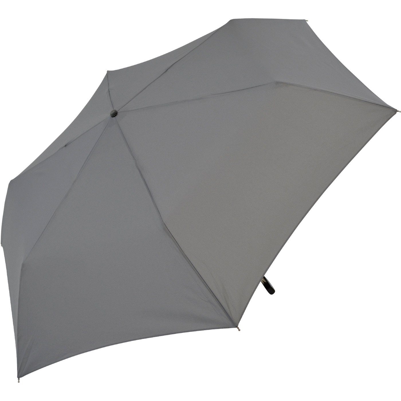 Taschenregenschirm Flat extra-flach hoch, nur super 2,5cm Steel flacher grau iX-brella Minischirm
