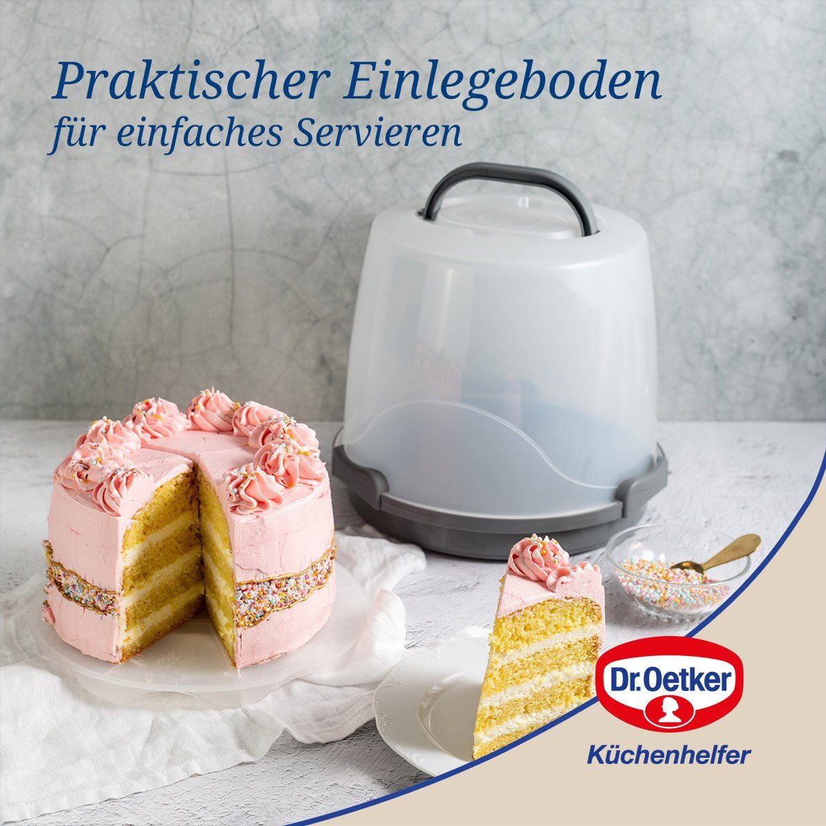 Dr. Oetker Küchenhelfer Kuchentransportbox extra hoch, rund, Platz für 20 cm hohe Kuchen und Torten – Bild 4 von 5
