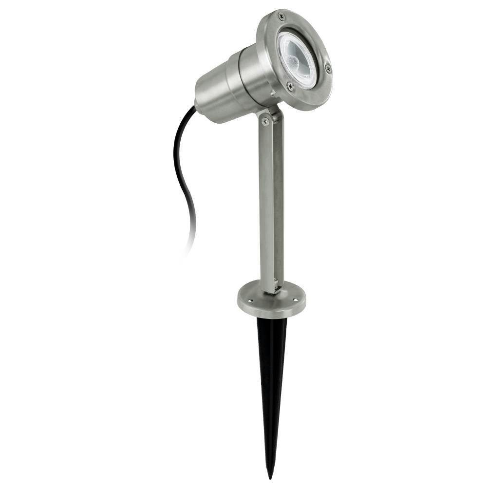 EGLO LED Pollerleuchte NEMA Erdspieß, Strahler, Außenbeleuchtung, silber, GU10, IP54, LED wechselbar, Warmweiß, Bodenspieß, Leuchtenspot verstellbar, Garten, Terrasse, 24x11x8,5cm