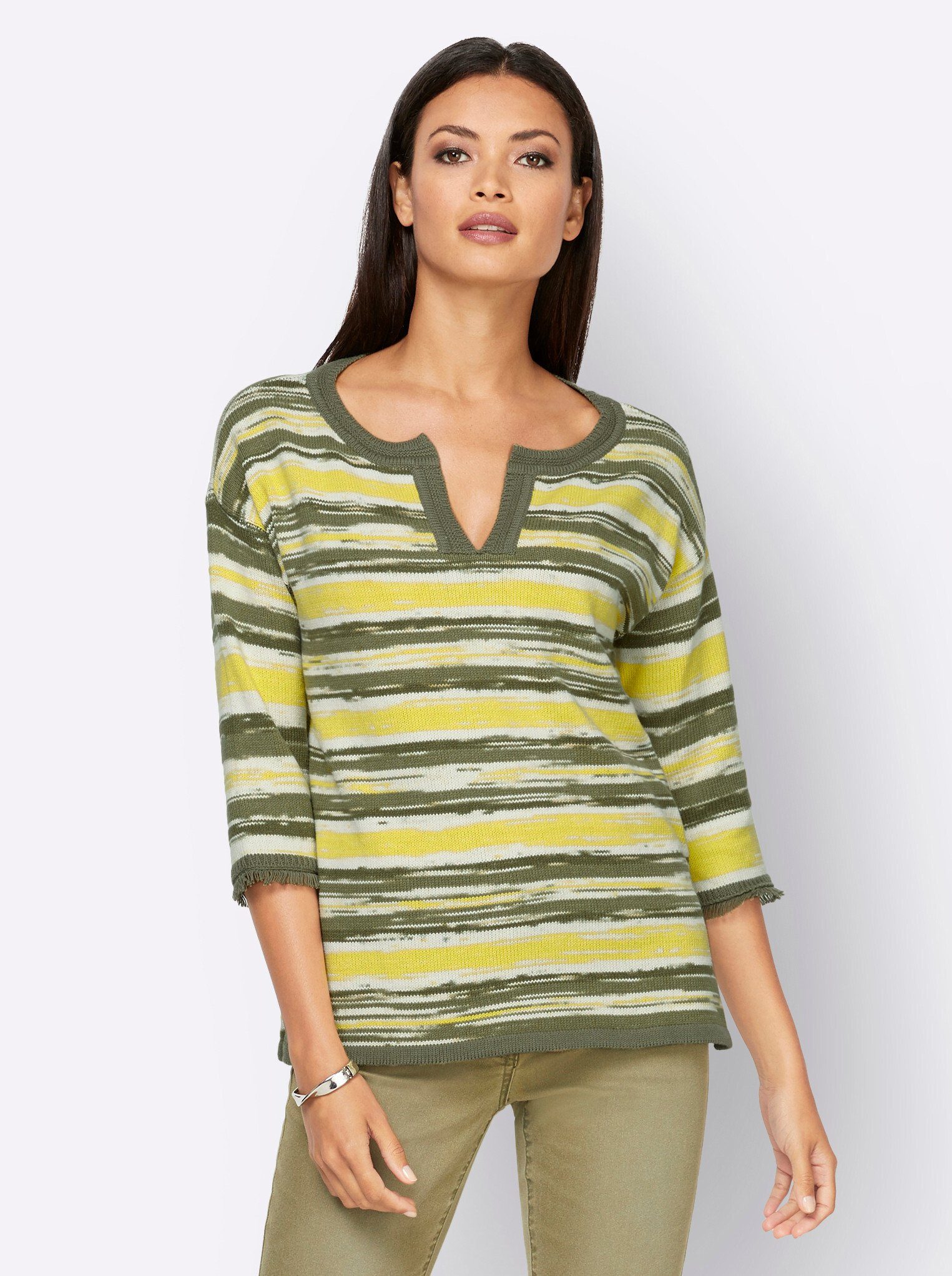 3/4-Arm Pullover mit Struktur