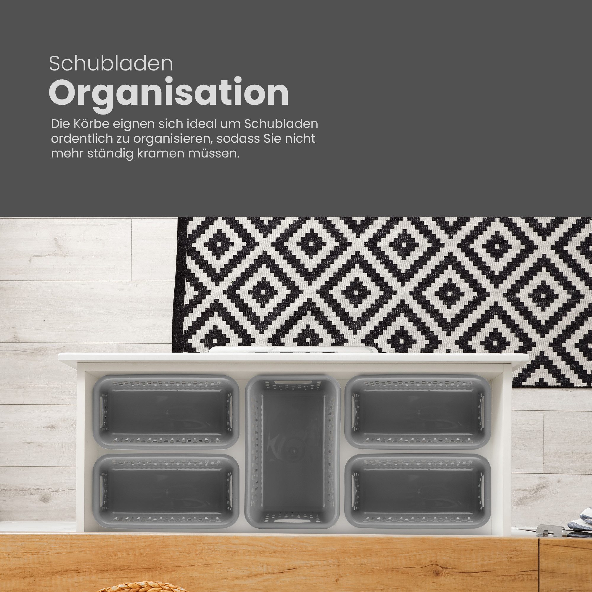 Pro Home Aufbewahrungskorb Modularer Kunststoffkorb Kunststoff Box (1 St), Aufbewahrungsbox mit Griffen - BPA-Frei - Organizer Körbchen Bad Küche