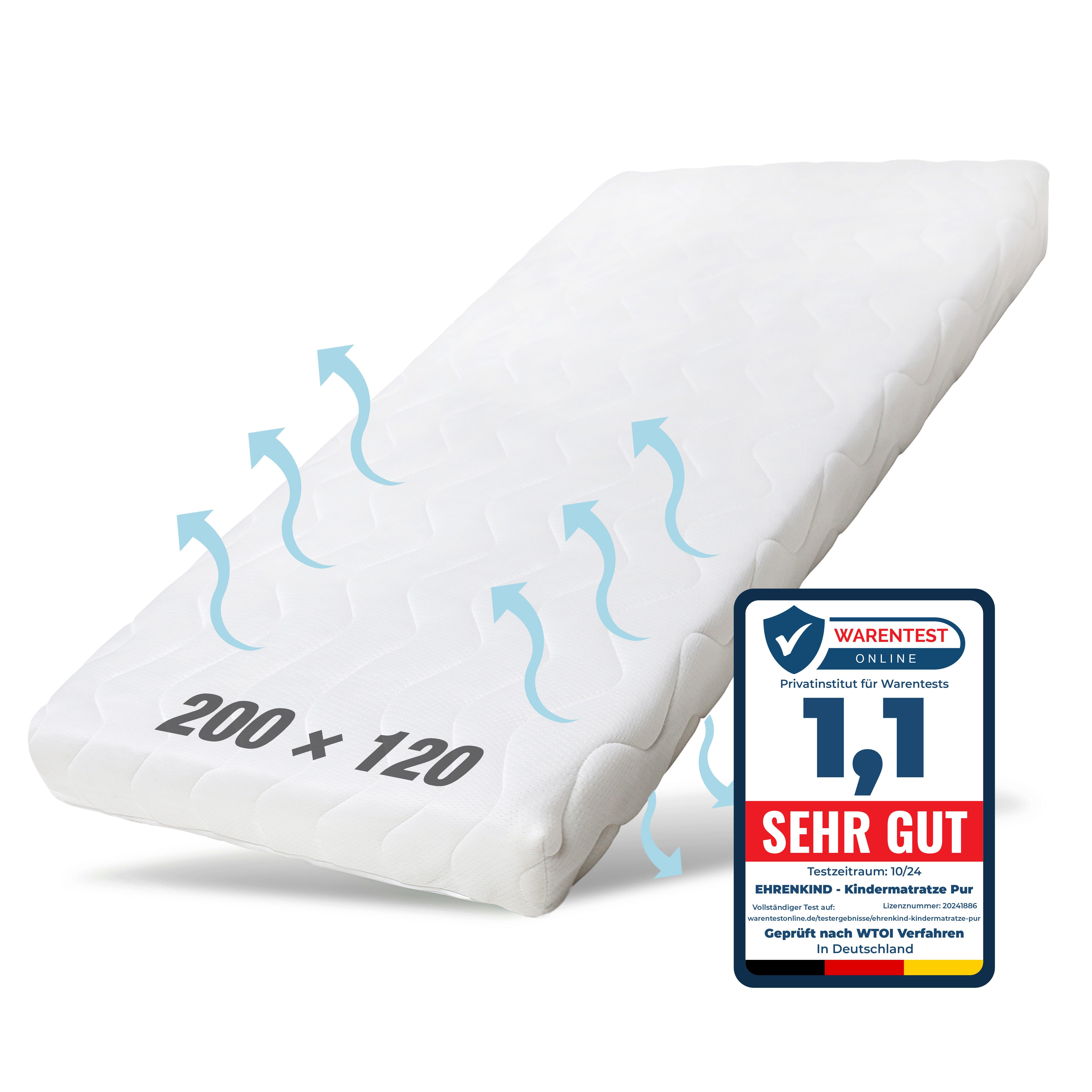 Babymatratze Pur, Babymatratze für Babybett, Baby Matratze, Ehrenkind, 10 cm hoch, (gratis Versand, Härtegrad (Weich - Mittelweich), Belastbarkeit: 30kg