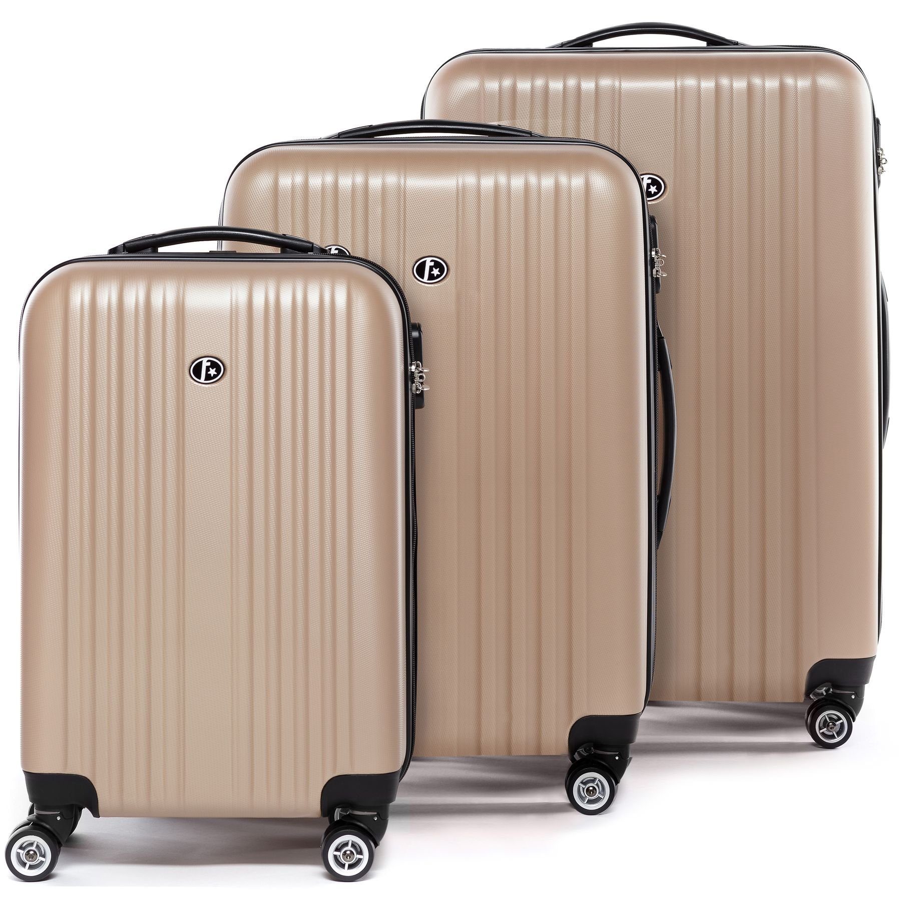 FERGÉ Kofferset 3 teilig Hartschale Toulouse, Trolley 3er Koffer Set,  Reisekoffer 4 Rollen, Premium Rollkoffer, Platzsparend: Koffer sind mühelos  ineinander stapelbar