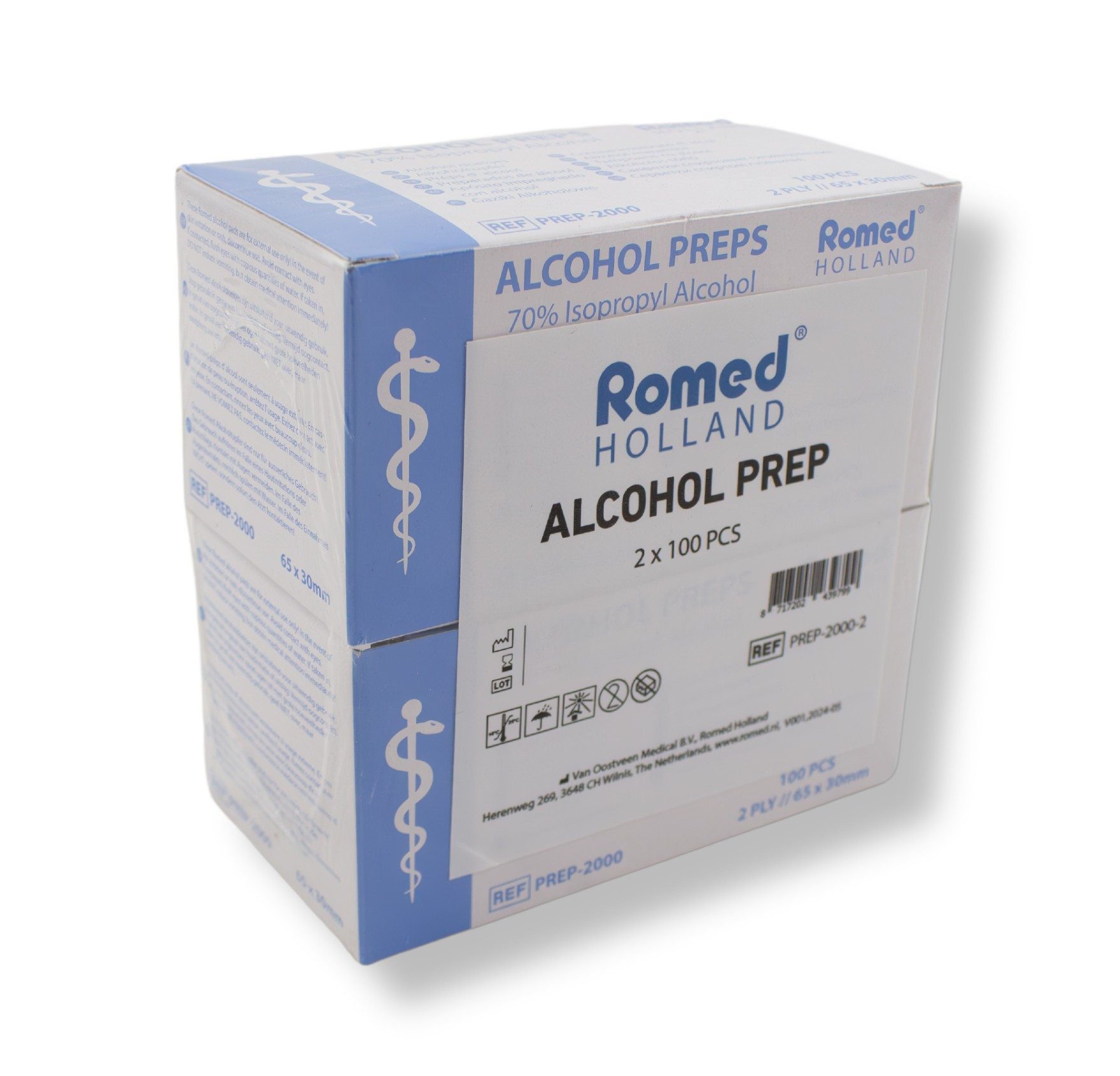 Romed Wundpflaster Alkoholtupfer 65 x 30 mm, 2-lagig, Spar-Set 2 x 100 Stück, hygienisch (1 St., 1 Set = 2 x 100 Stück)