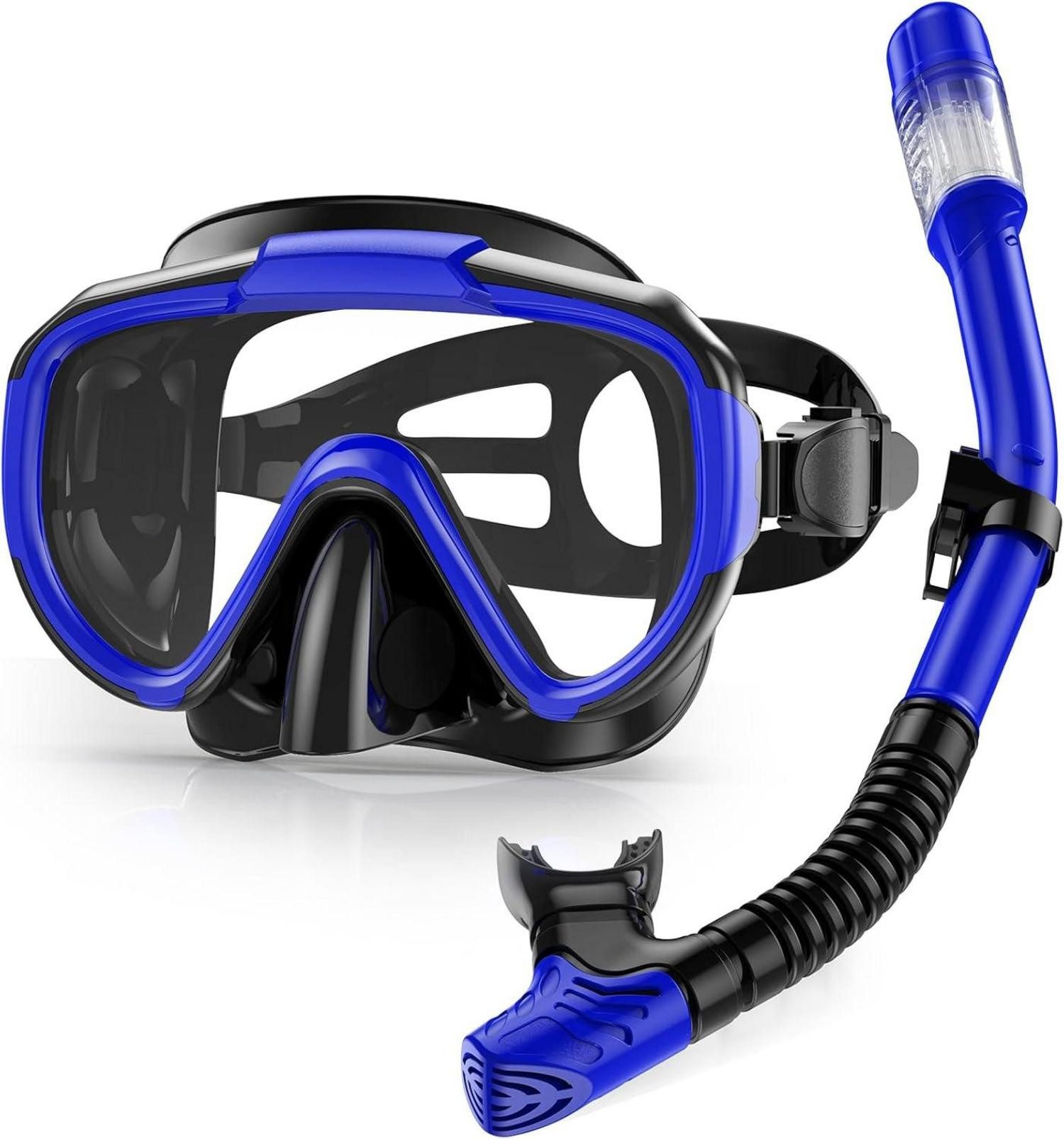 LuxusKollektion Taucherhelm Трубкаset Erwachsene Premium Silikon Faltbar Trocken Blau