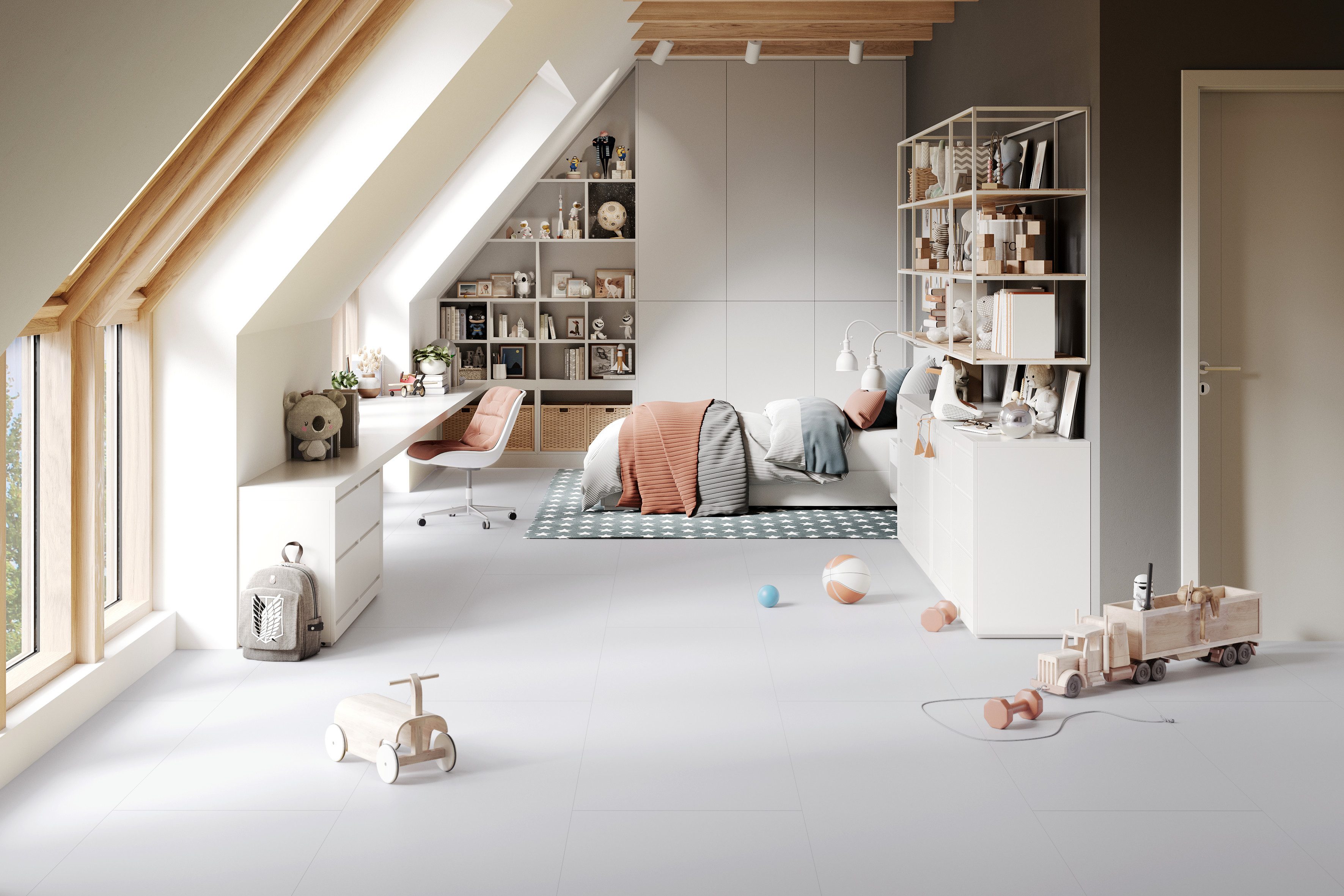 FALQUON GmbH Laminat MAX Fliese - Großformat 1220x610 mm - hochglänzend - Stone 2.0 Optik, Packung, In 1 Packung: 4 Paneele - 2,977m², feuchtigkeitsresistent - 1 Packung: 4 Paneele - 2,977m²