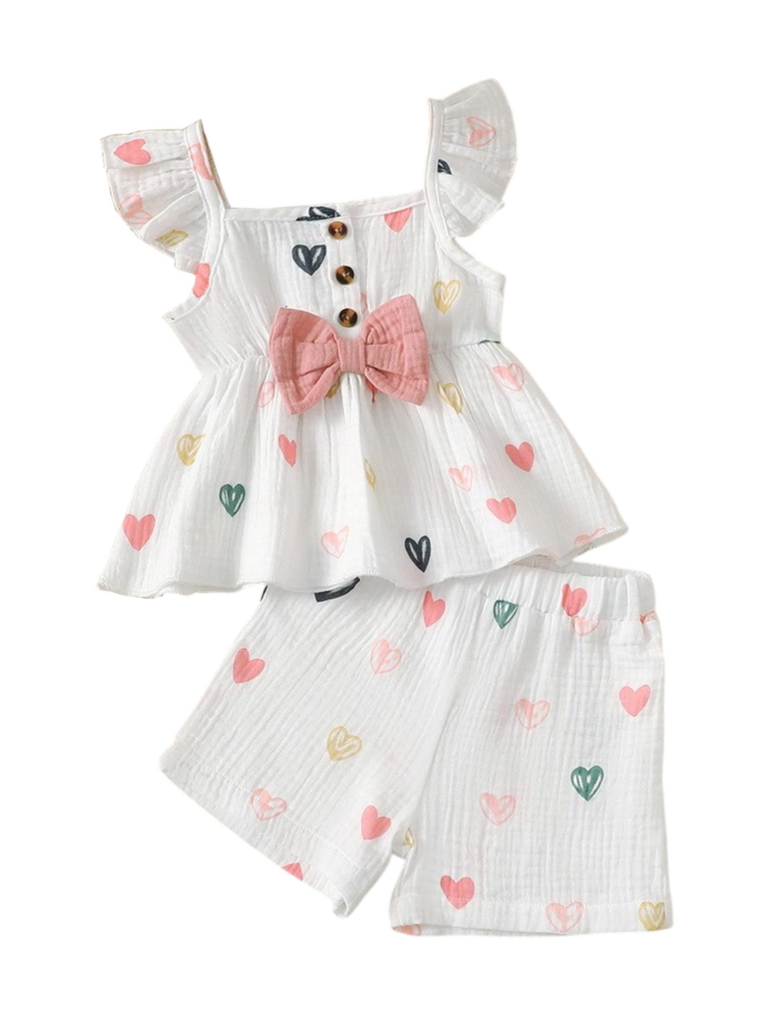 Lapastyle Shirt & Shorts Baby Mädchen Sommer Outfit set, Set aus 100 % Baumwolle (Set, 2-tlg) bedrucktes Oberteil und Shorts, Casual Bequeme Kleidung
