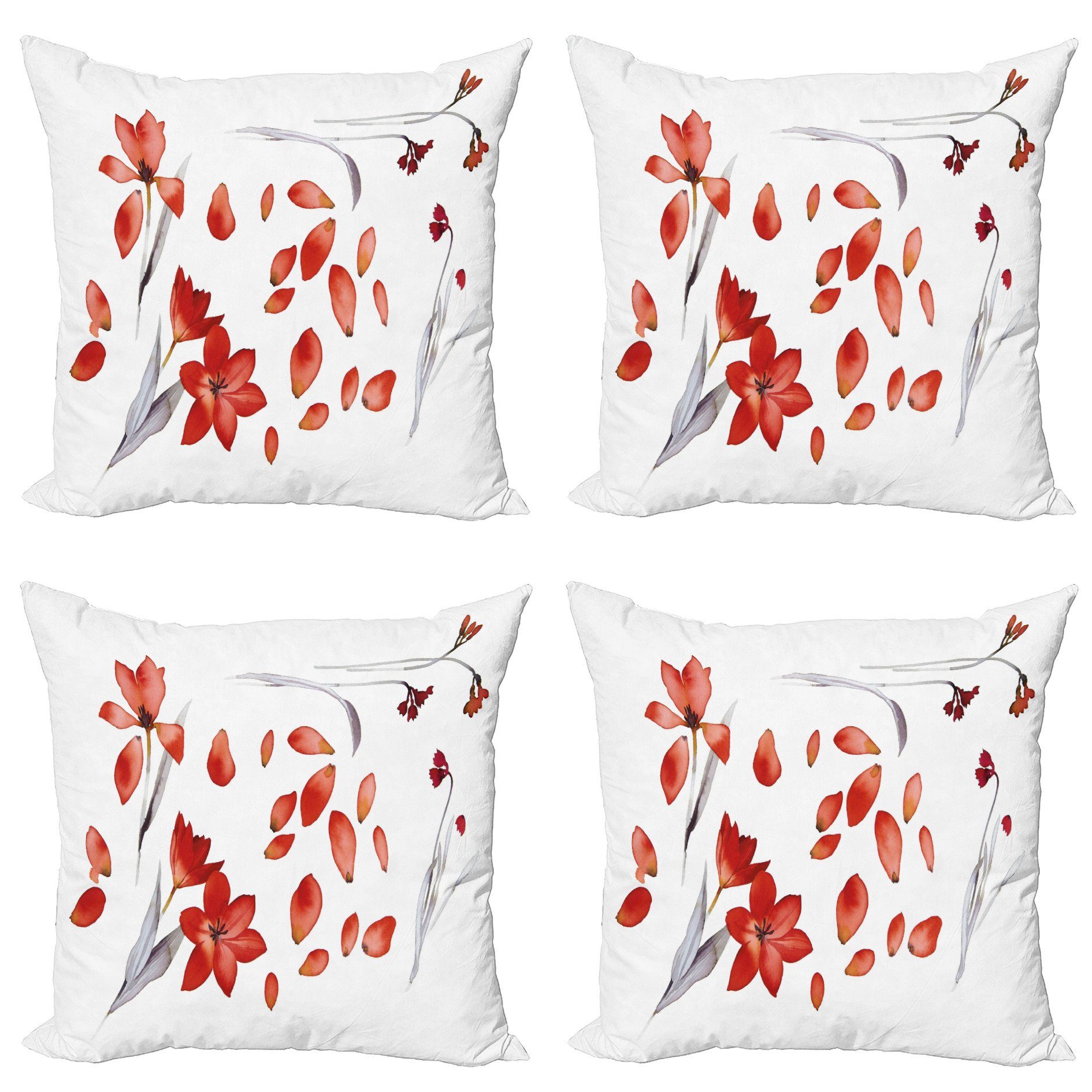 Kissenbezüge Modern Accent Doppelseitiger Digitaldruck, Abakuhaus (4 Stück), Blumen Herbst-Blumen-Blumenblätter
