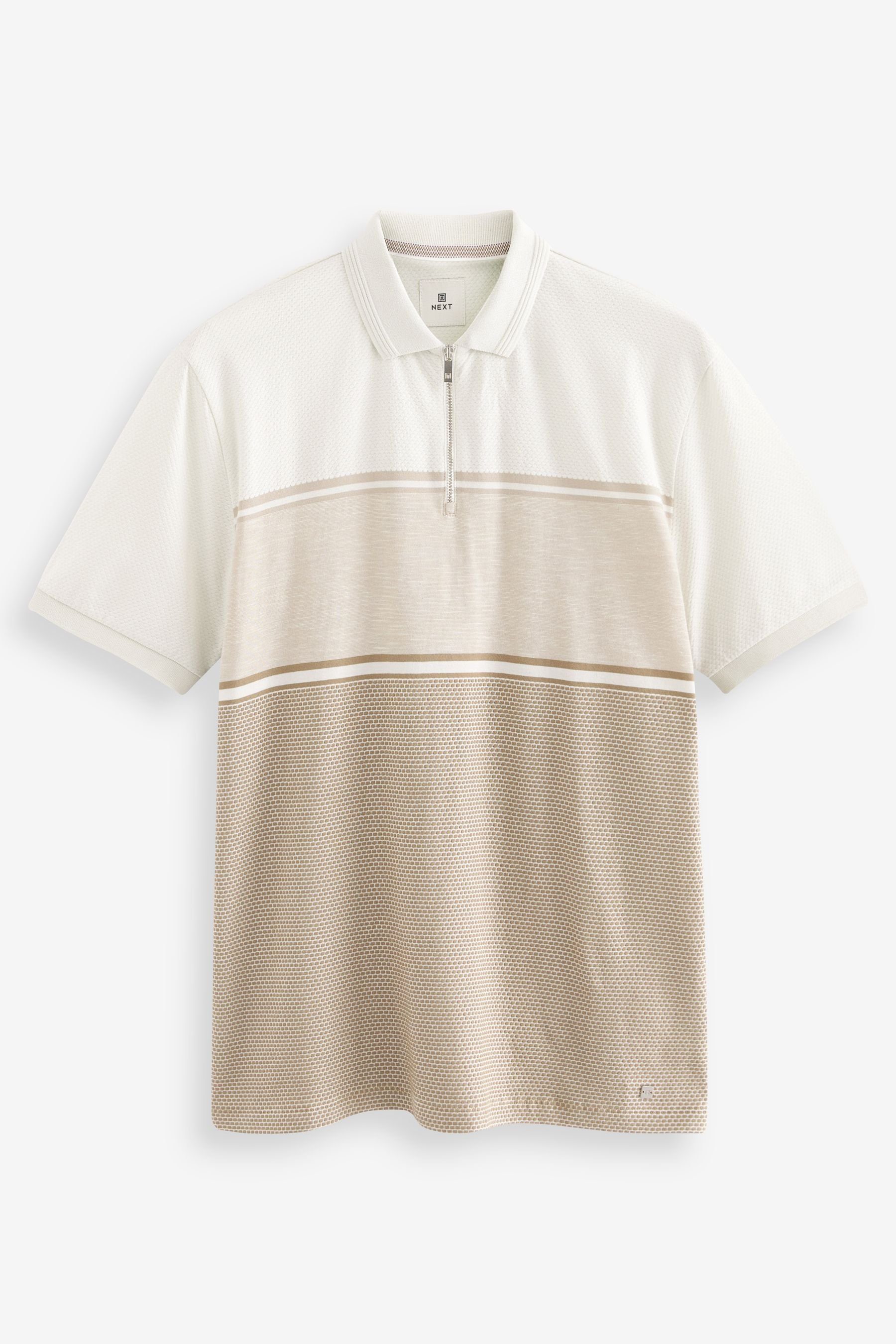 Blockfarben (1-tlg) Textured Neutral Polo-Shirt Next Poloshirt in