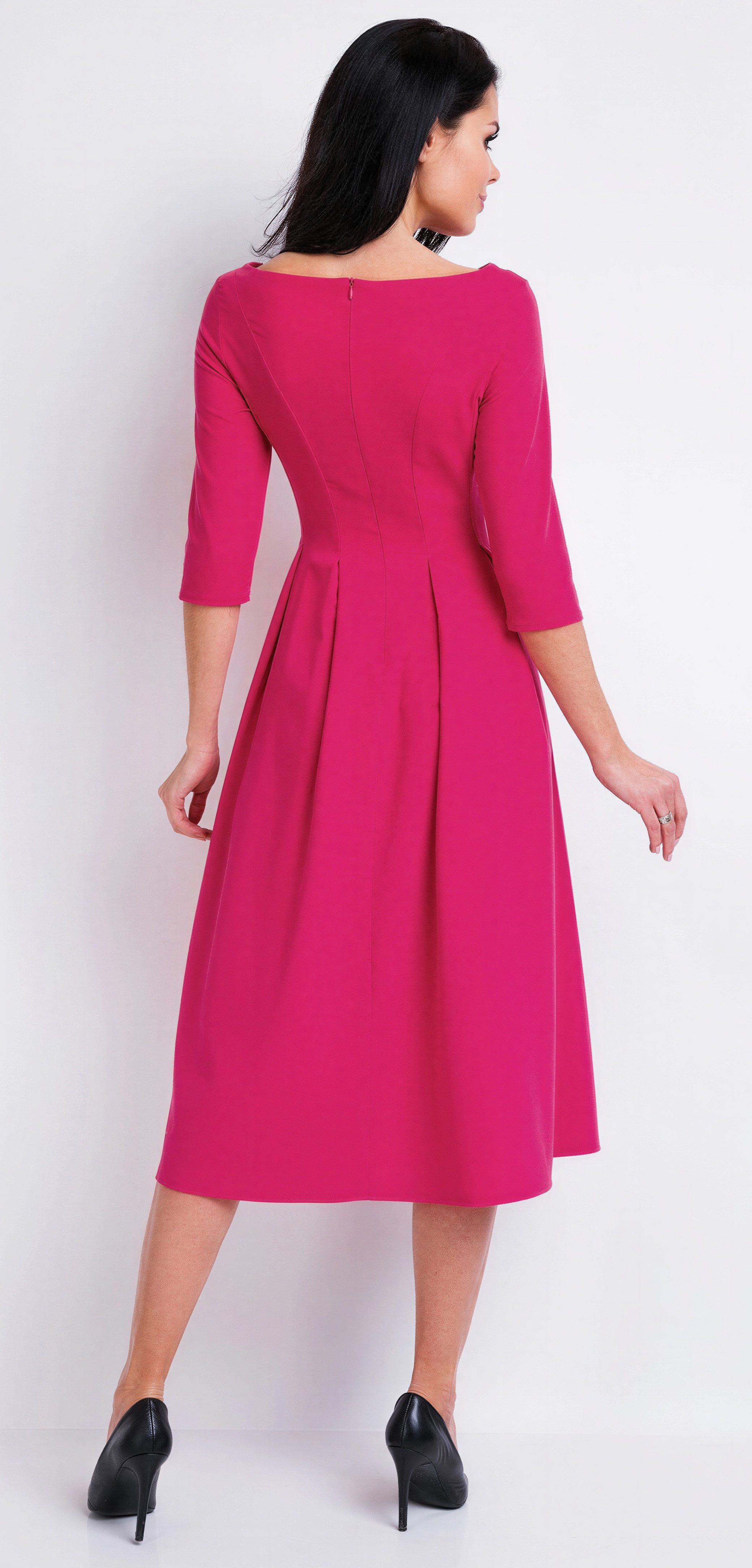 Awama Abendkleid mit ausgestelltem Rock und 3/4-Ärmeln