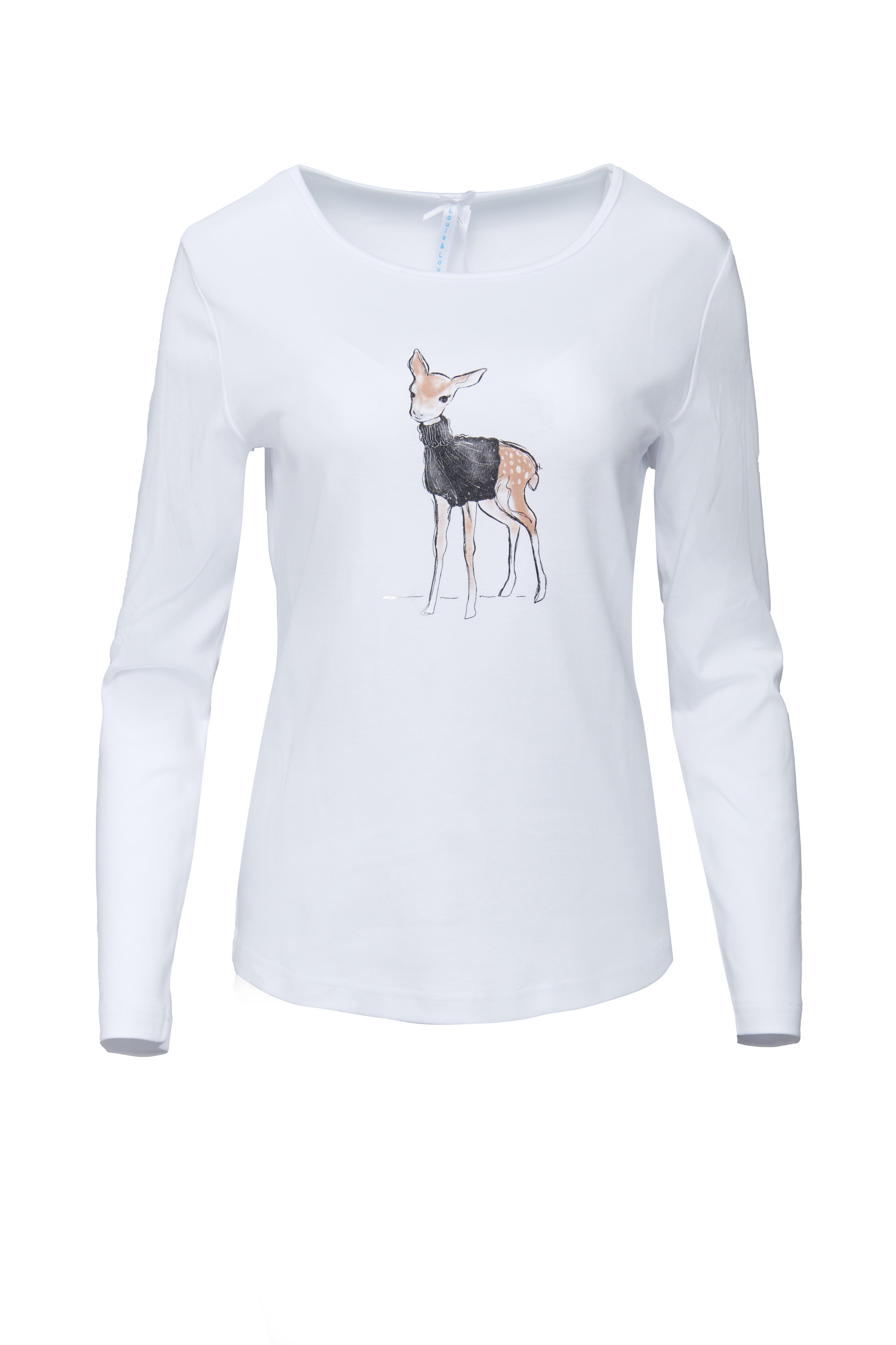 Louis & Louisa Pyjamaoberteil Louis & Louisa Damen Shirt "Bambi", 100% Baumwolle