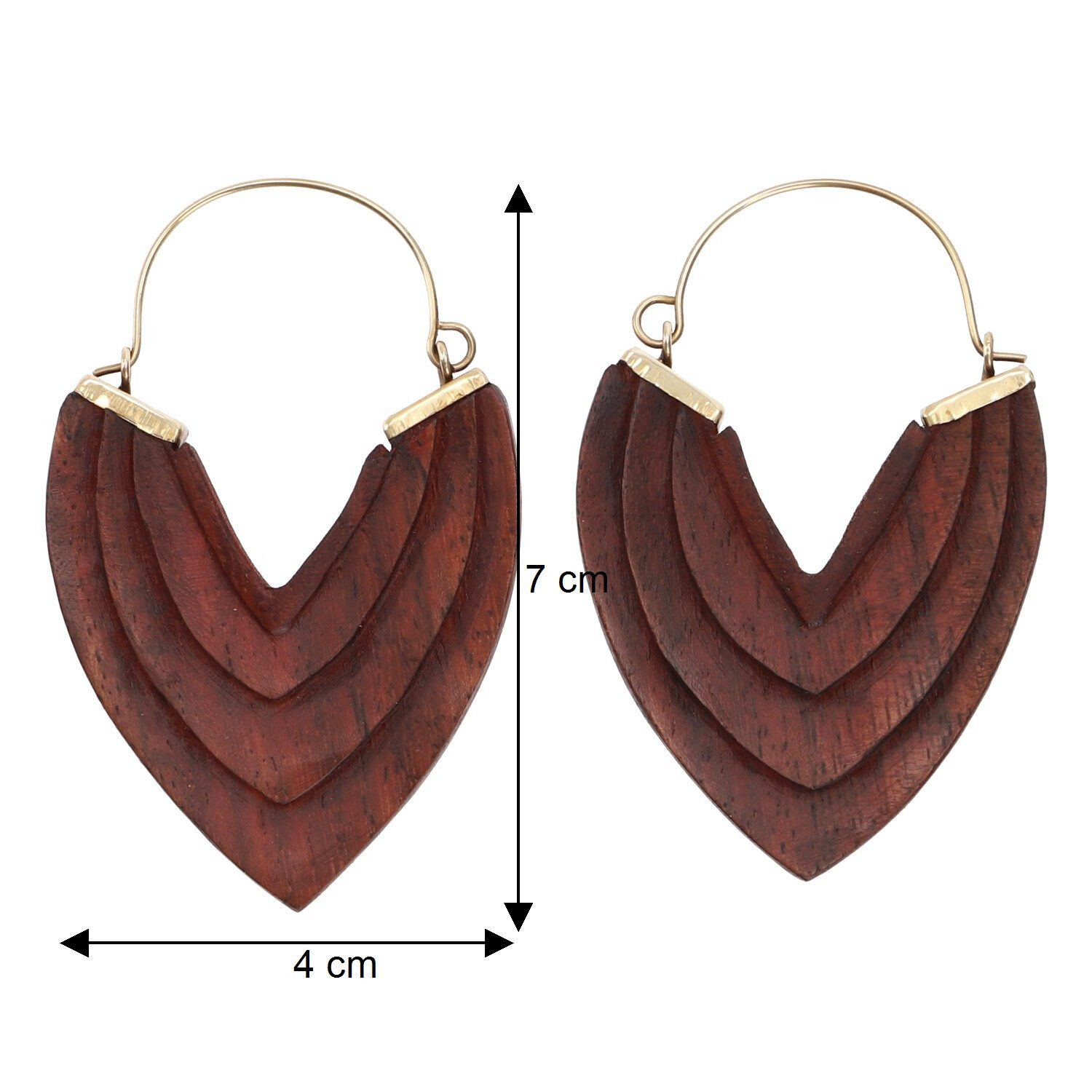 Guru-Shop Paar Ohrhänger Filigran geschnitzte Boho Ethno Holz Ohrringe,..
