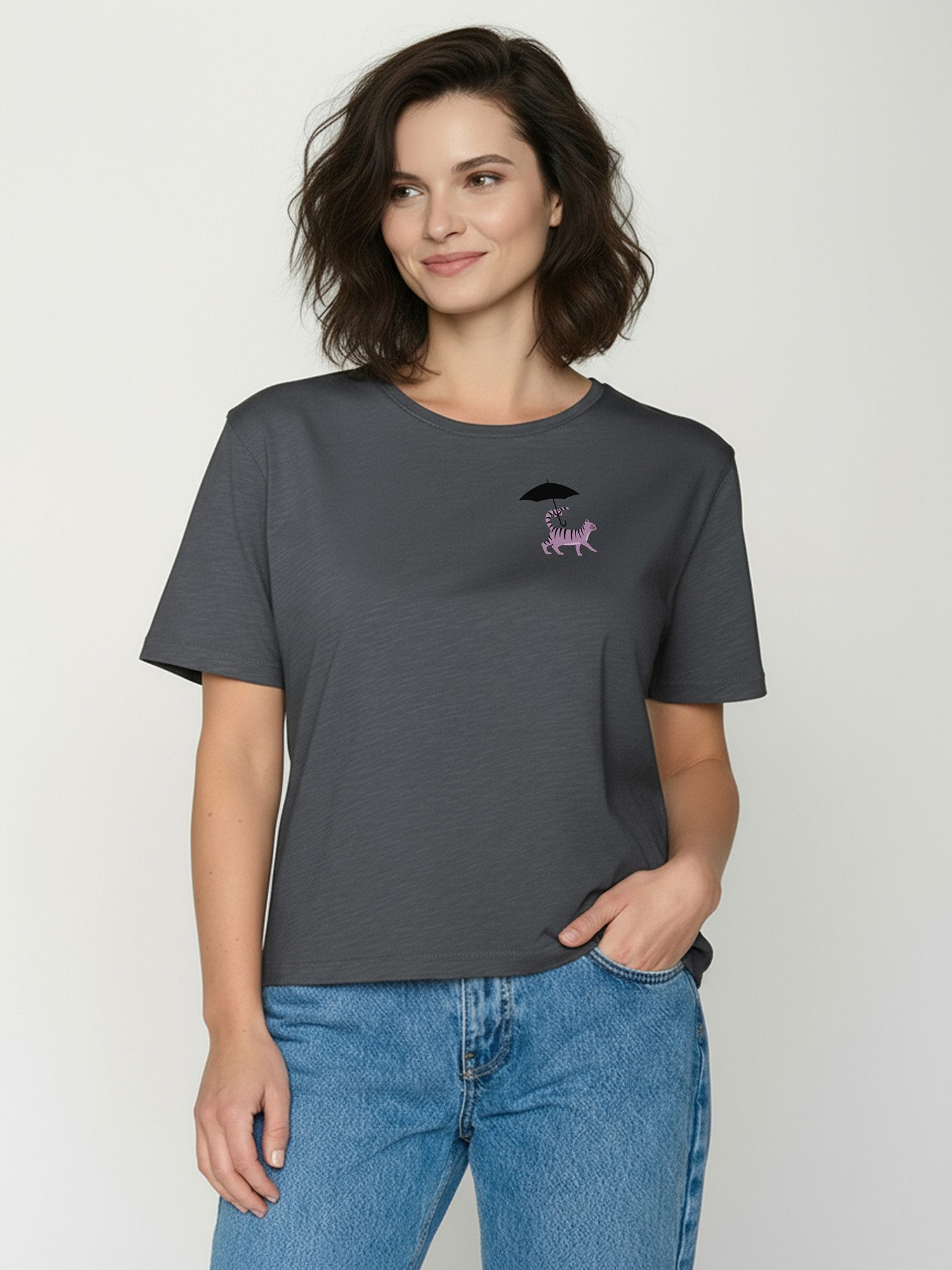 GreenBomb T-Shirt Nova Cat Walk (1-tlg., 1) Flammgarn, lockerer Schnitt, entspannter längerer Ärmel