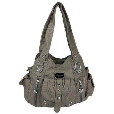 Taschen4life Schultertasche Damen Handtasche AKW22026, lange Tragegriffe & abnehmbarer Schulterriemen, Schultertasche