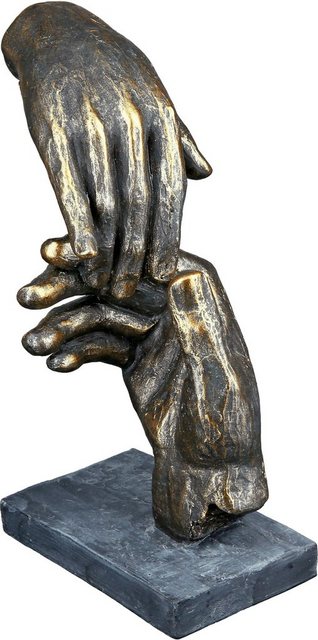 Casablanca by Gilde Dekofigur »Skulptur Two hands, bronzefarben« (1 Stück), Dekoobjekt, Höhe 21 cm, Hände, mit Spruchanhänger, auf grauer Basis, Wohnzimmer-Otto
