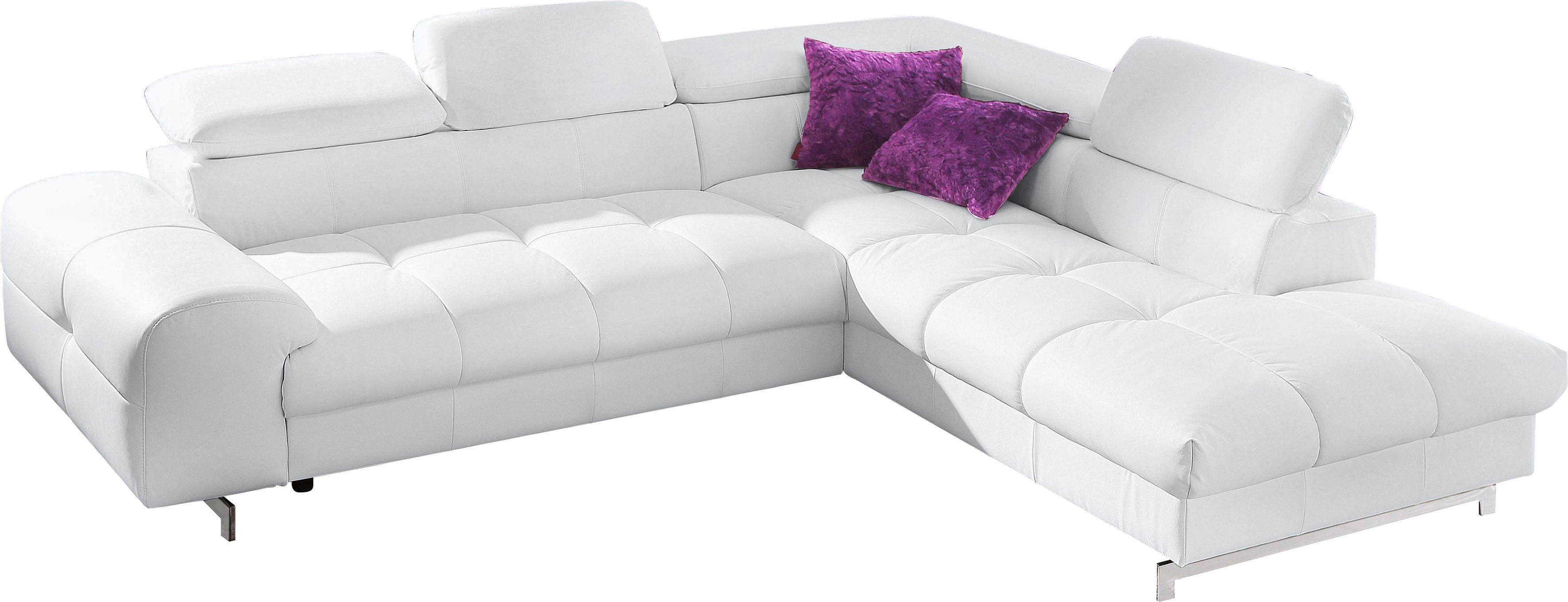 COTTA Ecksofa Chef L-Form, mit Kopfteilverstellung, edle Metallkufen, wahlweise mit Bettfunktion