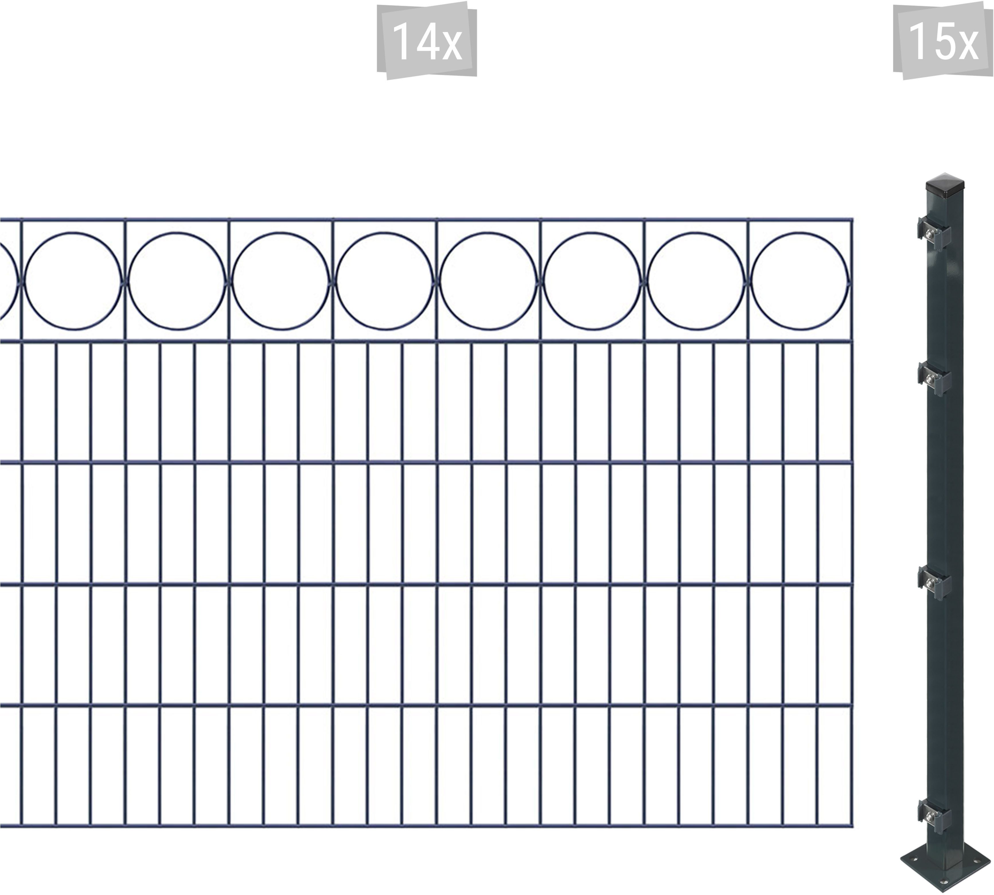 Arvotec Doppelstabmattenzaun ESSENTIAL 100 zum Aufschrauben "Ring" mit Zierleiste, (Set, 29-St), Zaunhöhe 100 cm, Zaunlänge 2 - 60 m