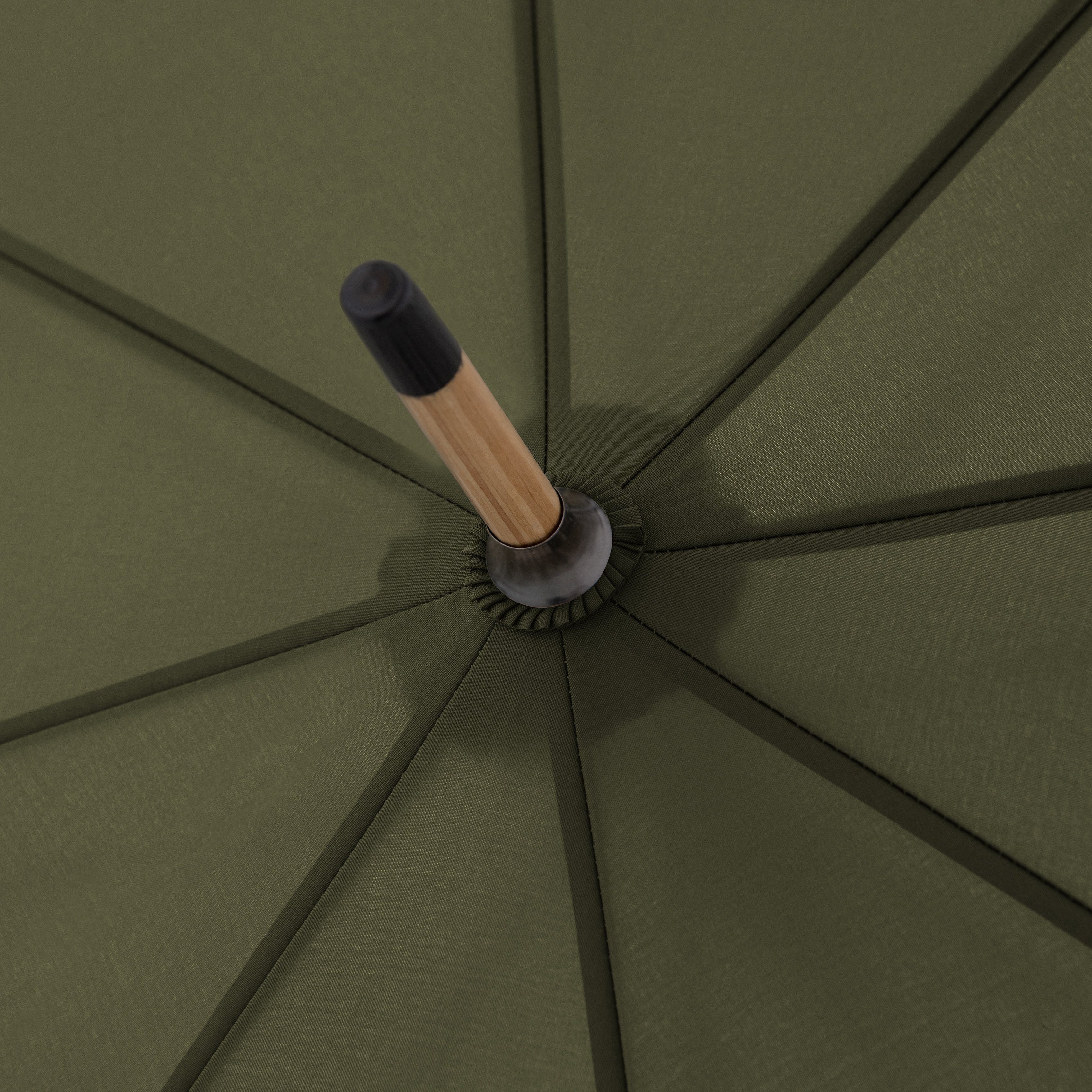 doppler® Stockregenschirm nature Schirmgriff Material Long, aus deep olive, mit aus Holz recyceltem