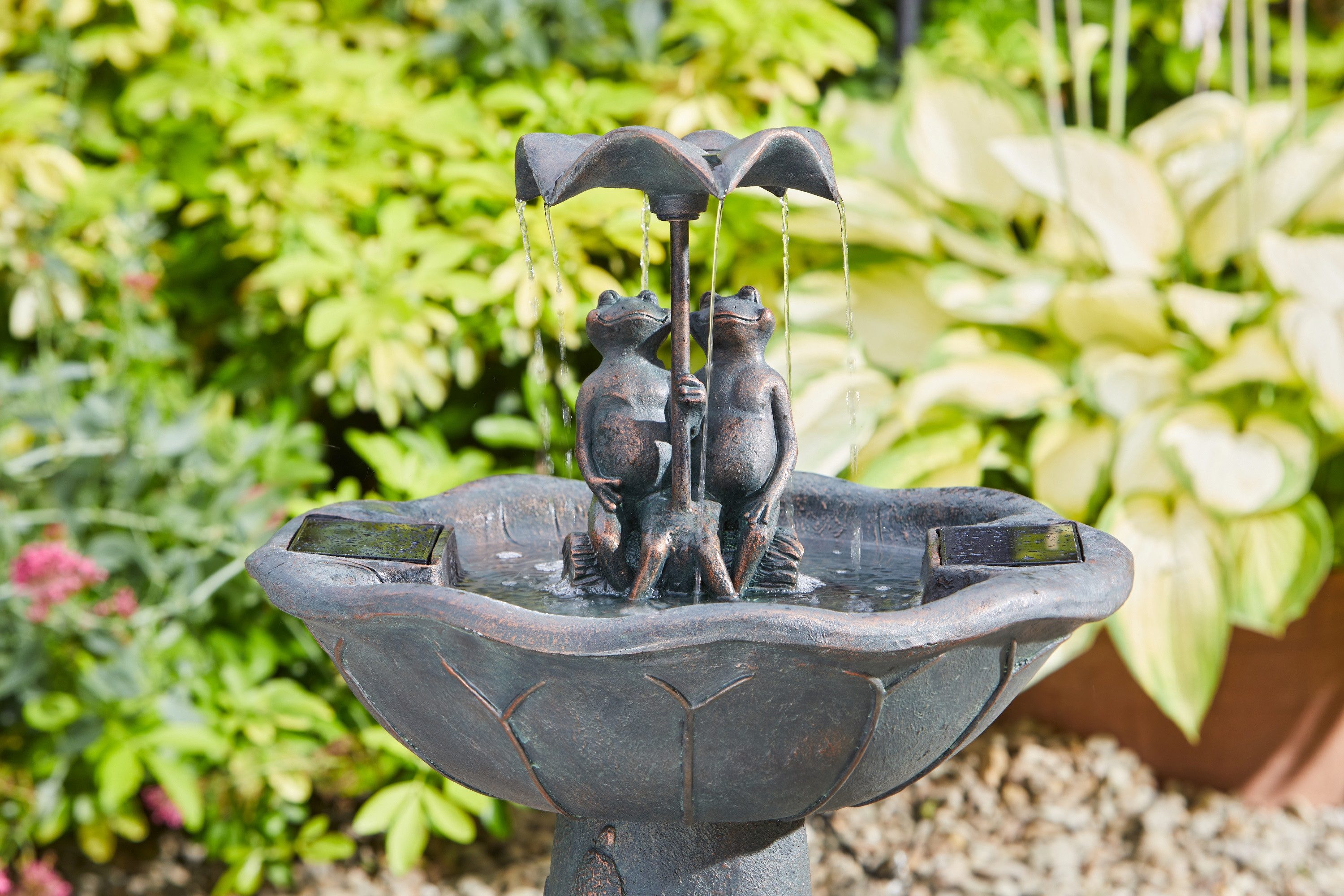 Smart Garden Gartenbrunnen Solar-Wasserbrunnen Vogeltränke 82 cm mit Fröschen Garten Terrasse, (1 tlg)