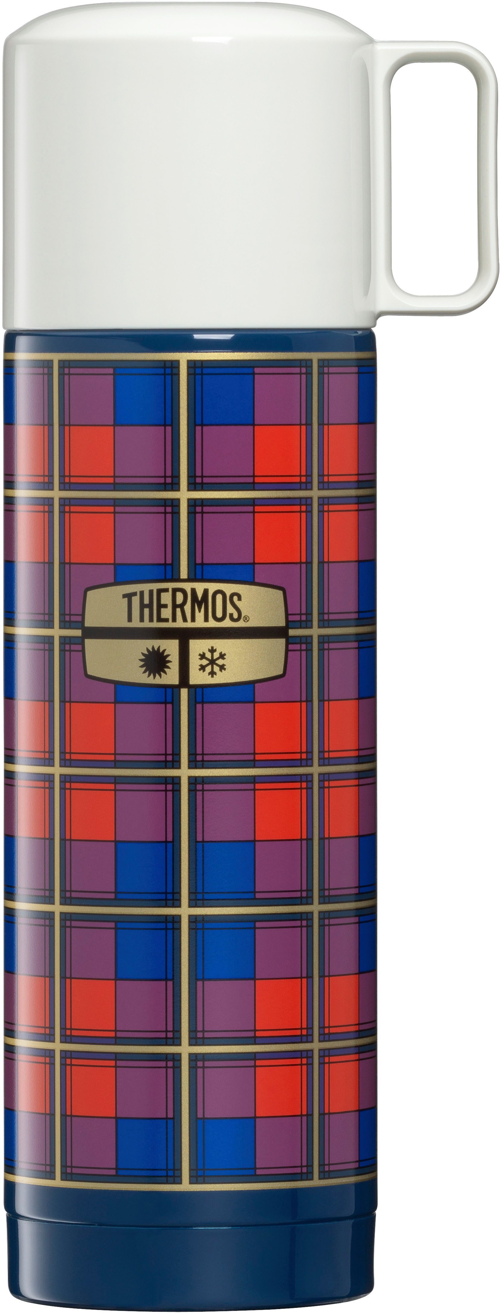 THERMOS Isolierflasche REVIVAL BEVERAGE BOTTLE, Edelstahlkörper, spülmaschinenfest, 0,5l, 18h heiß & 24h kalt, mit Push Button Lid & Trinkbecher mit Griff