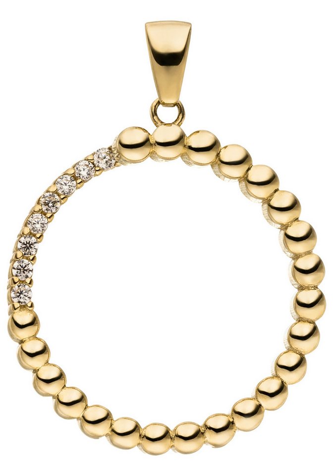 JOBO Kettenanhänger Anhänger Kreis aus Kugeln 21 mm, 8 Karat 333 Gold mit 8 Zirkonia