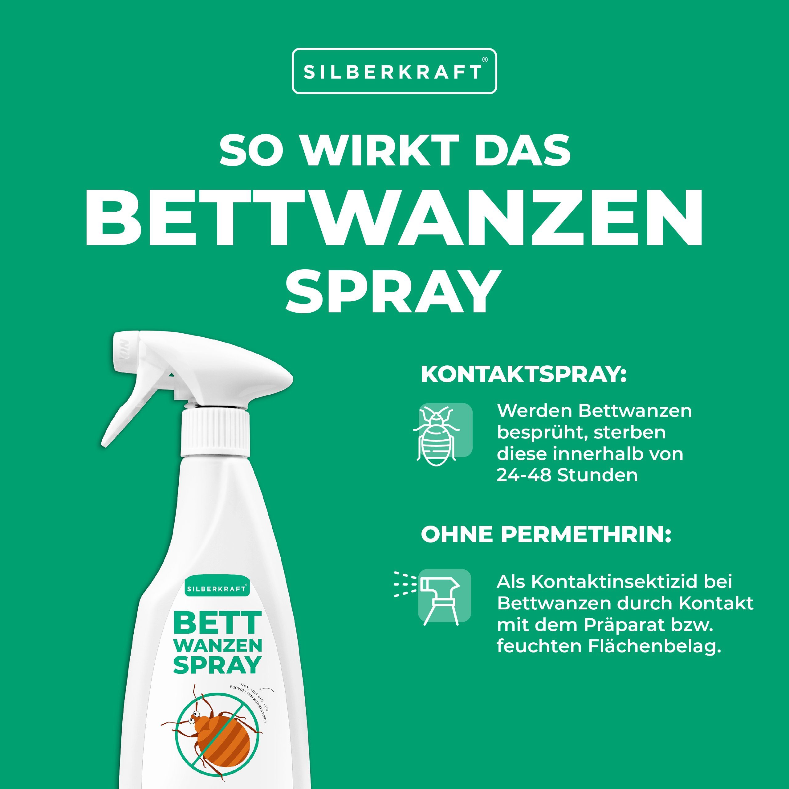 Silberkraft Insektenspray Anti Bettwanzen Spray 500 500 - ml, Bettwanzenspray 1-St. ml