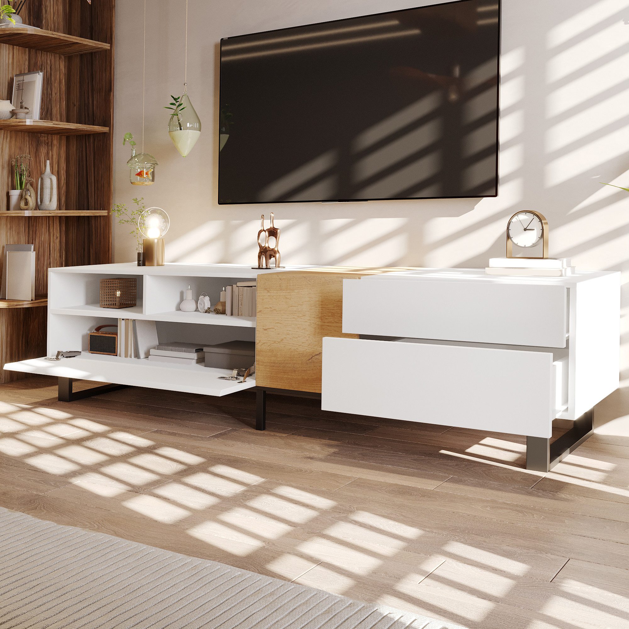 Merax Lowboard Landhaus TV-Schrank mit 2 günstig online kaufen