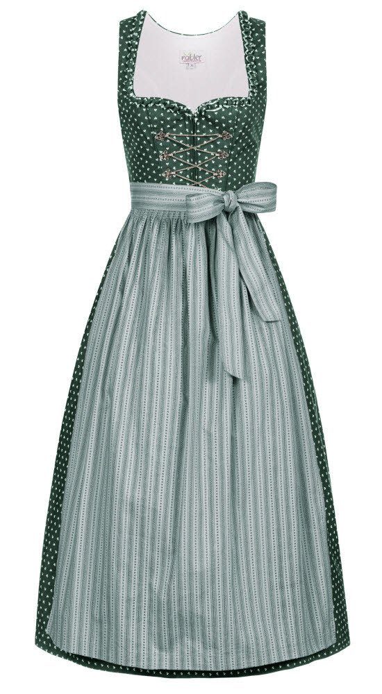 Nübler Дирндль Damen Дирндль lang im Landhausstil, Rocklänge 90cm (Dirndl Set lang THEA, 2-tlg., Дирндль Kleid mit Schürze) Moderne Tracht im bayerischen Stil - Trachtenmode Damen