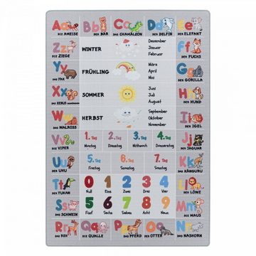 Kinderteppich, Homtex, 80 x 120 cm, Kinderteppich Spielteppich Zahlen, Tiere, Hüpfkästchen, rechteckig