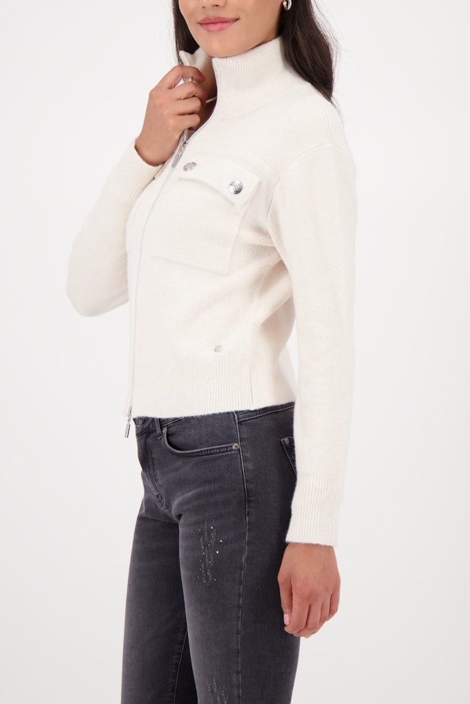 Monari Fleecejacke Weich & Flauschig Gerippter Stehkragen mit 2-Wege-Reißverschluss