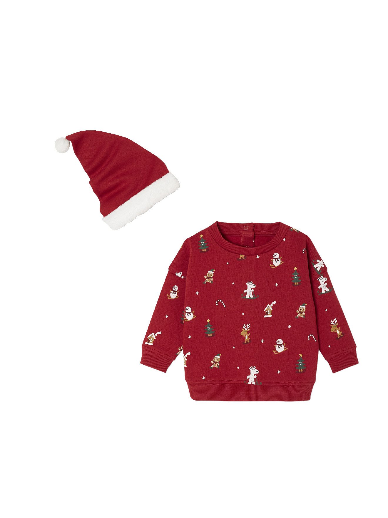 vertbaudet Sweatshirt Baby Weihnachts-Geschenkset: Sweatshirt & Mütze