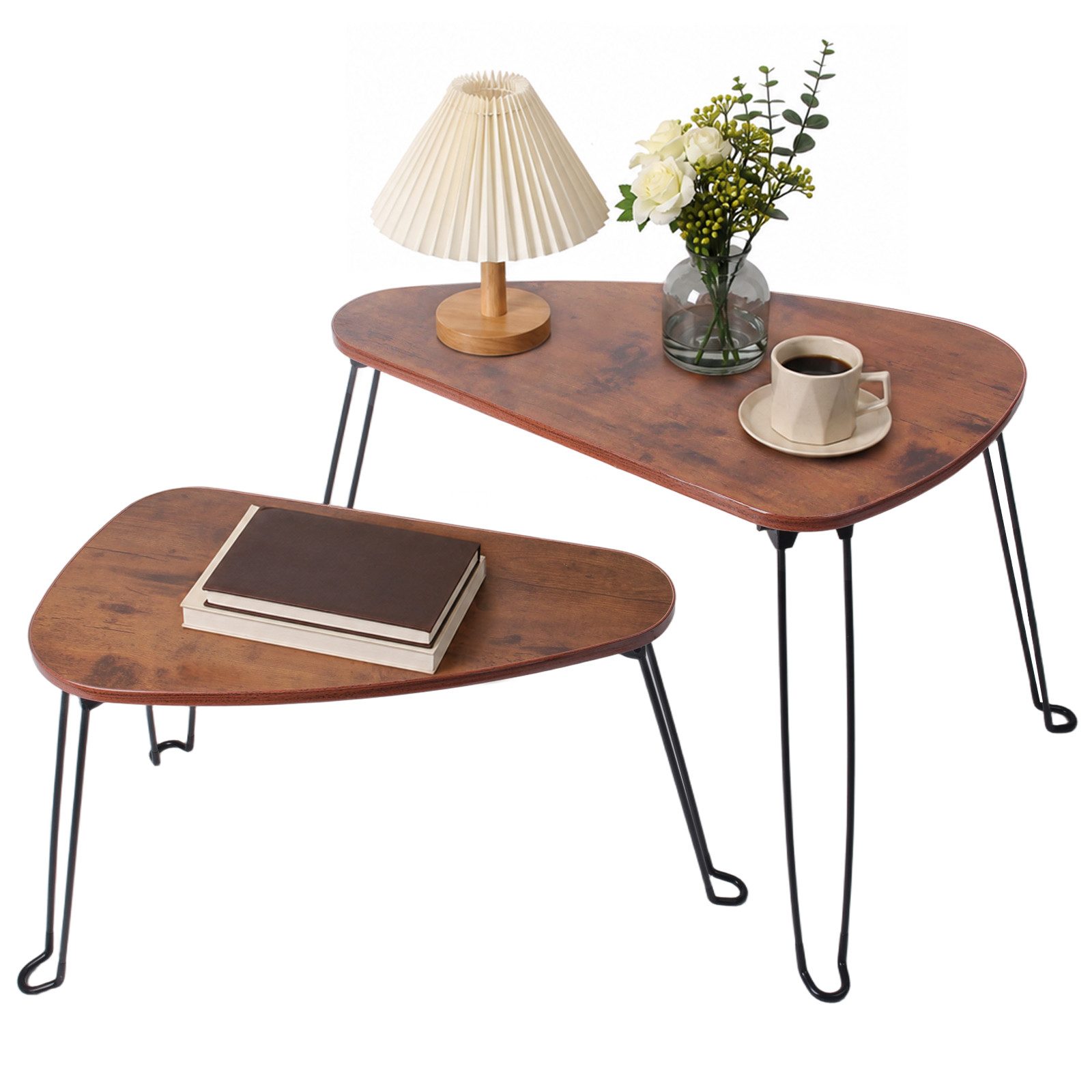 JEOBEST Couchtisch Beistelltische fürs Wohnzimmer Set, Sofatisch, Oval Moderner, (2-St., Satztisch) Metallgestell, 3 Tischbeine
