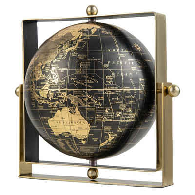 COSTWAY Globus, Ø25,5cm mit quadratische Metallrahmen, drehbar, antik