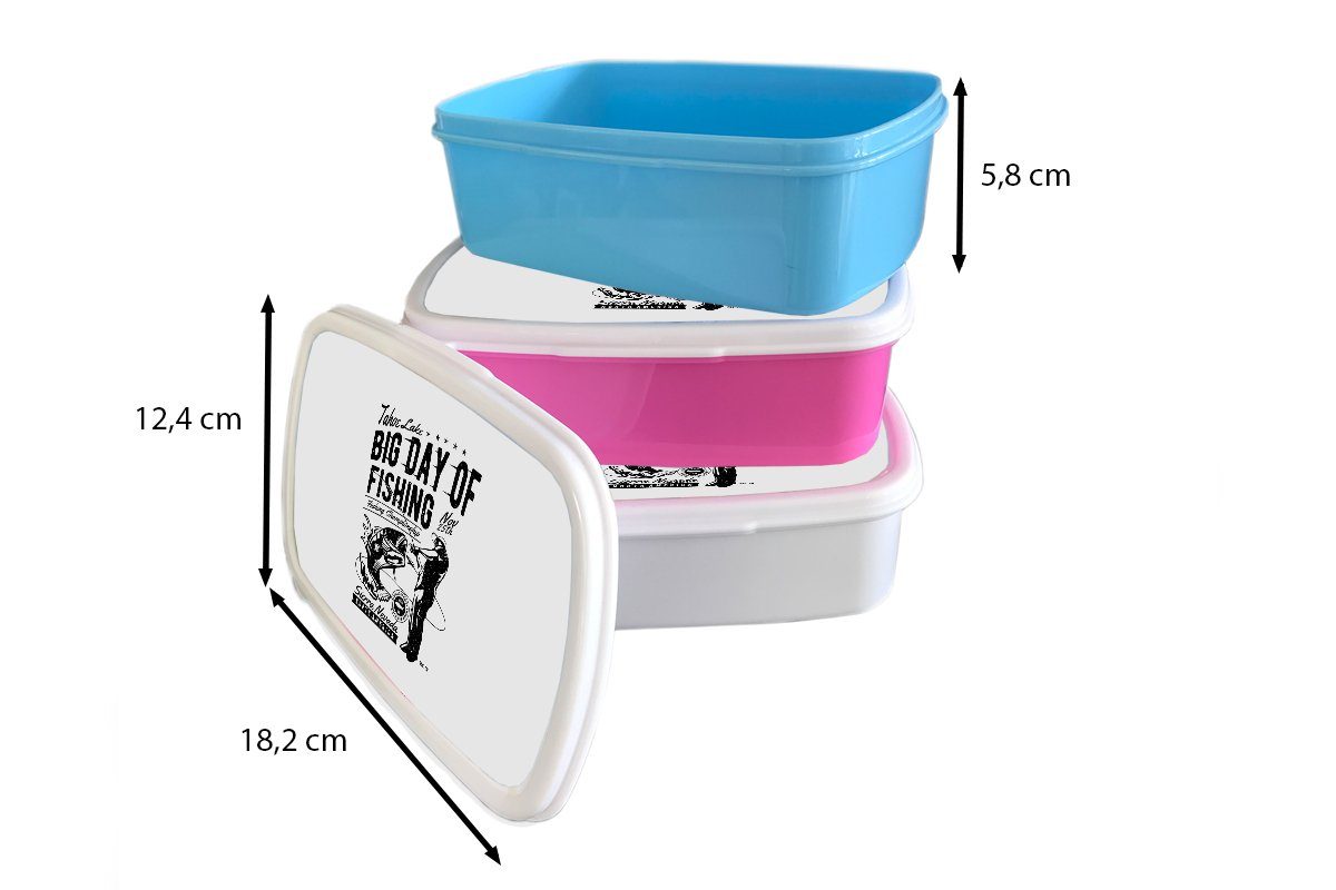 Erwachsene, Kunststoff, Brotdose, - für Jahrgang, für - und Brotbox Jungs und Kinder Angeln Rute Mädchen MuchoWow weiß Lunchbox (2-tlg),